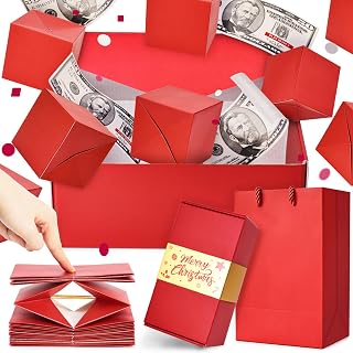Koogel Surprise Gift Box Explosion, Surprise Pop Up Red Gift Box Folding Bouncing for Wedding Promotions Christmas