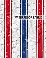 Vista 5 de Juego de 2 fundas de almohada impermeables para sofá, fundas de almohada decorativas de líneas rojas y azules a rayas de 18 x 18 pulgadas