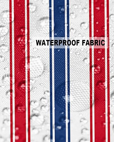 Miniatura 5 de Juego de 2 fundas de almohada impermeables para sofá, fundas de almohada decorativas de líneas rojas y azules a rayas de 18 x 18 pulgadas,