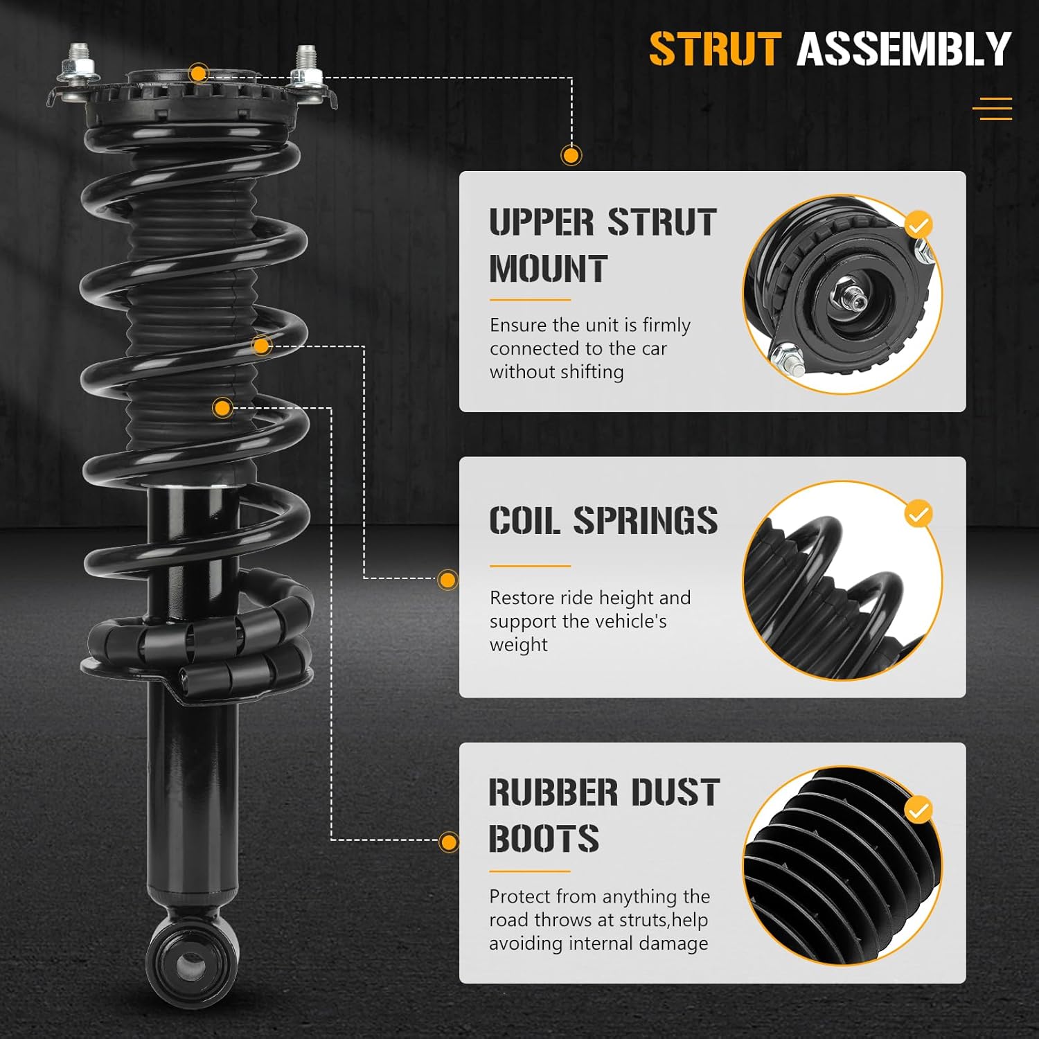 Rear Complete Struts Spring Assembly Shocks Absorbers Fit for Subaru Legacy (ONLY Sedan BodyType) 2005 2006 2007 2008 2009, 172501 (Set of 2)