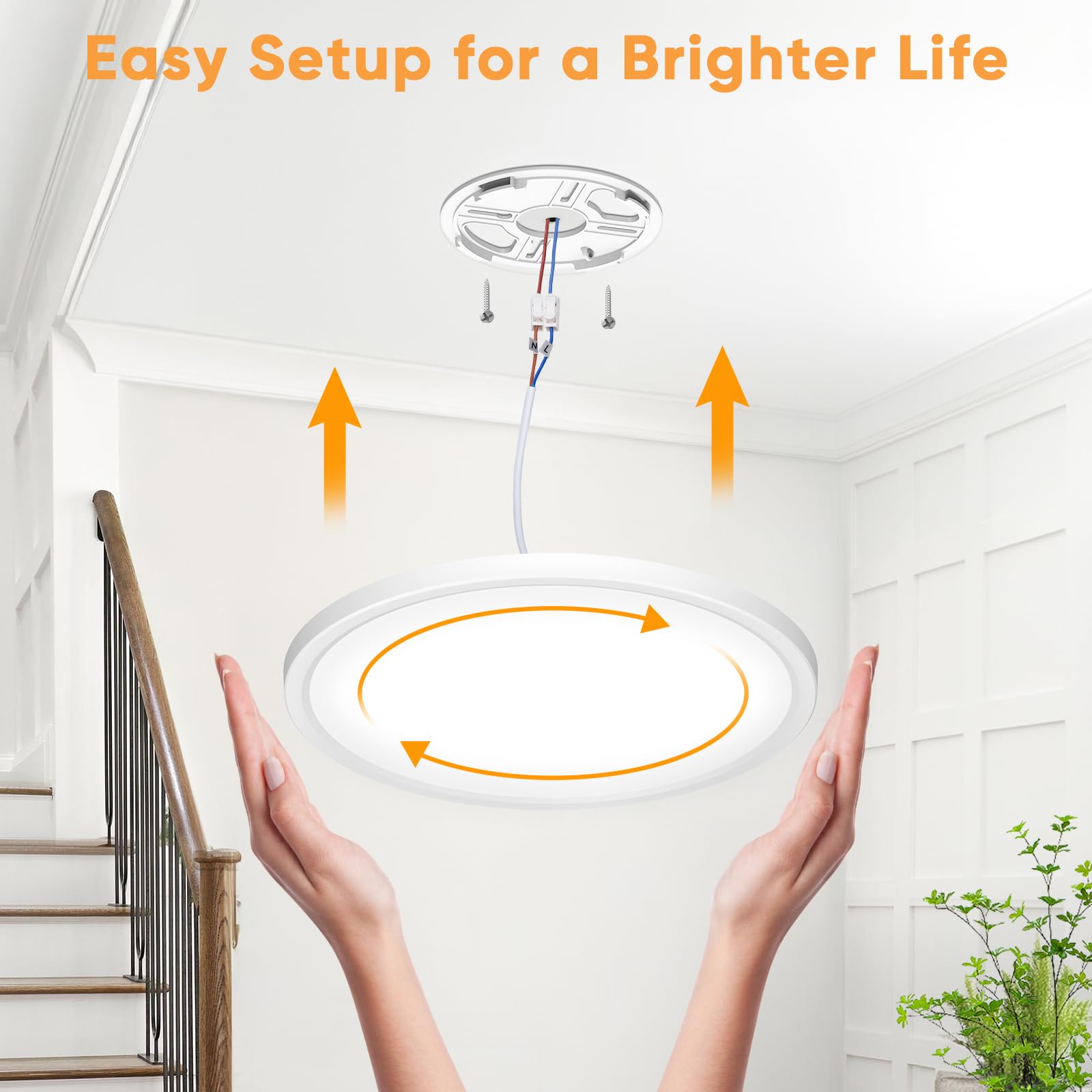 NIBSHOOM Plafonnier LED avec Détecteur de Mouvement, 3000K/4000K/6500K 24W Étanche IP44 Lampe de Plafond Rond, équipé d’un Détecteur de Radar, adapté pour Couloir, Escalier et Garage, 30 cm