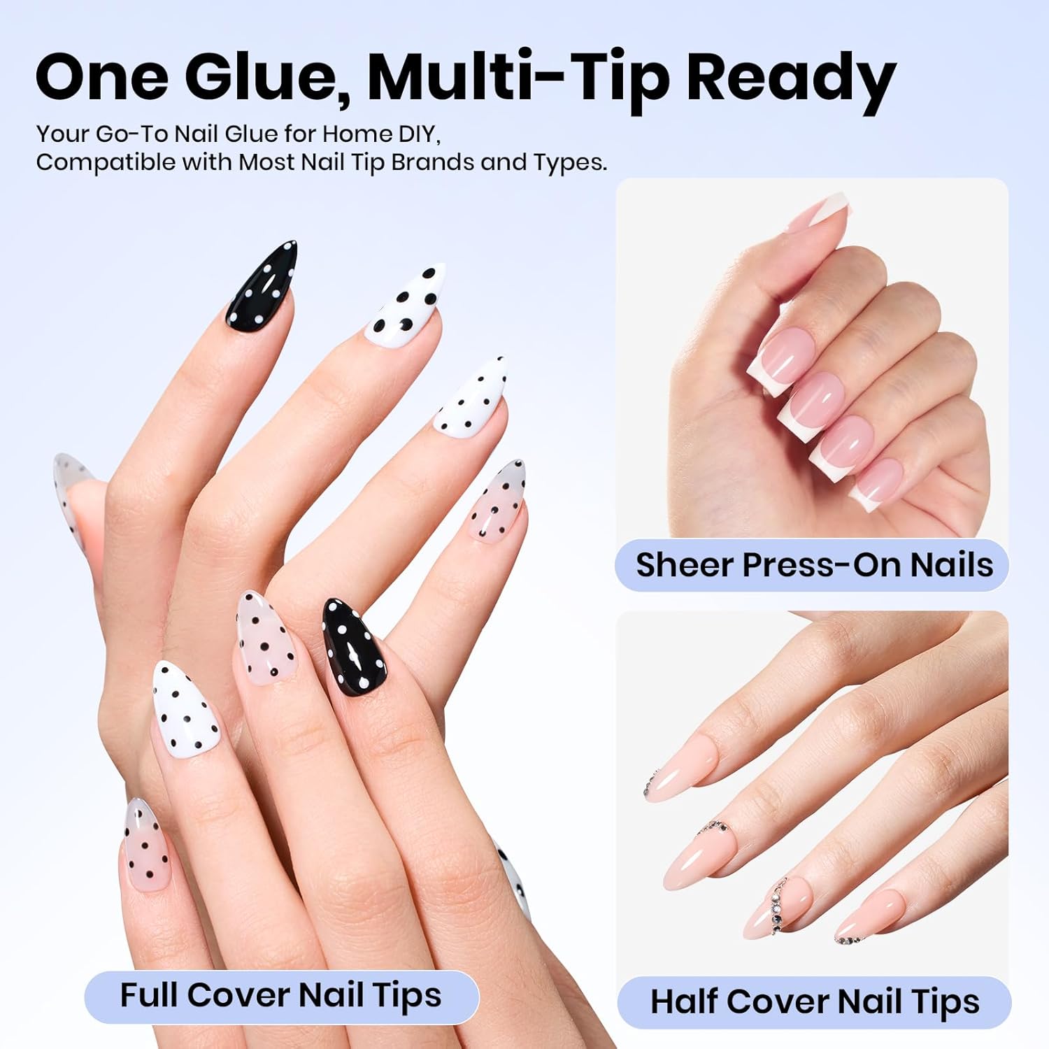 Beetles 2Pcs 15ml Gel Nail Glue for Acrylic Nail Tips, UV Nail Glue for Clear Press-On Nails, Clear Self-Leveling Nail Extension Gel, Low-Odor Formula, Long-Lasting Wear for DIY & Salon Use - Image 2