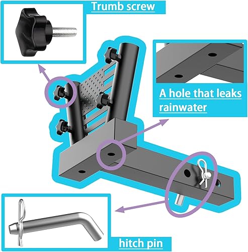 Miniatura 3 de Soporte mejorado para mástil de bandera para camión, soporte de poste de bandera de montaje en enganche para receptor de remolque de 2 pulgadas, kit
