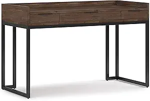 SIMPLIHOME Milverton SOLID WOOD and Metal 54 inch Wide Home Office Desk, Writing Table, Workstation, Study Table Furniture in Rustic Natural Aged Brown
