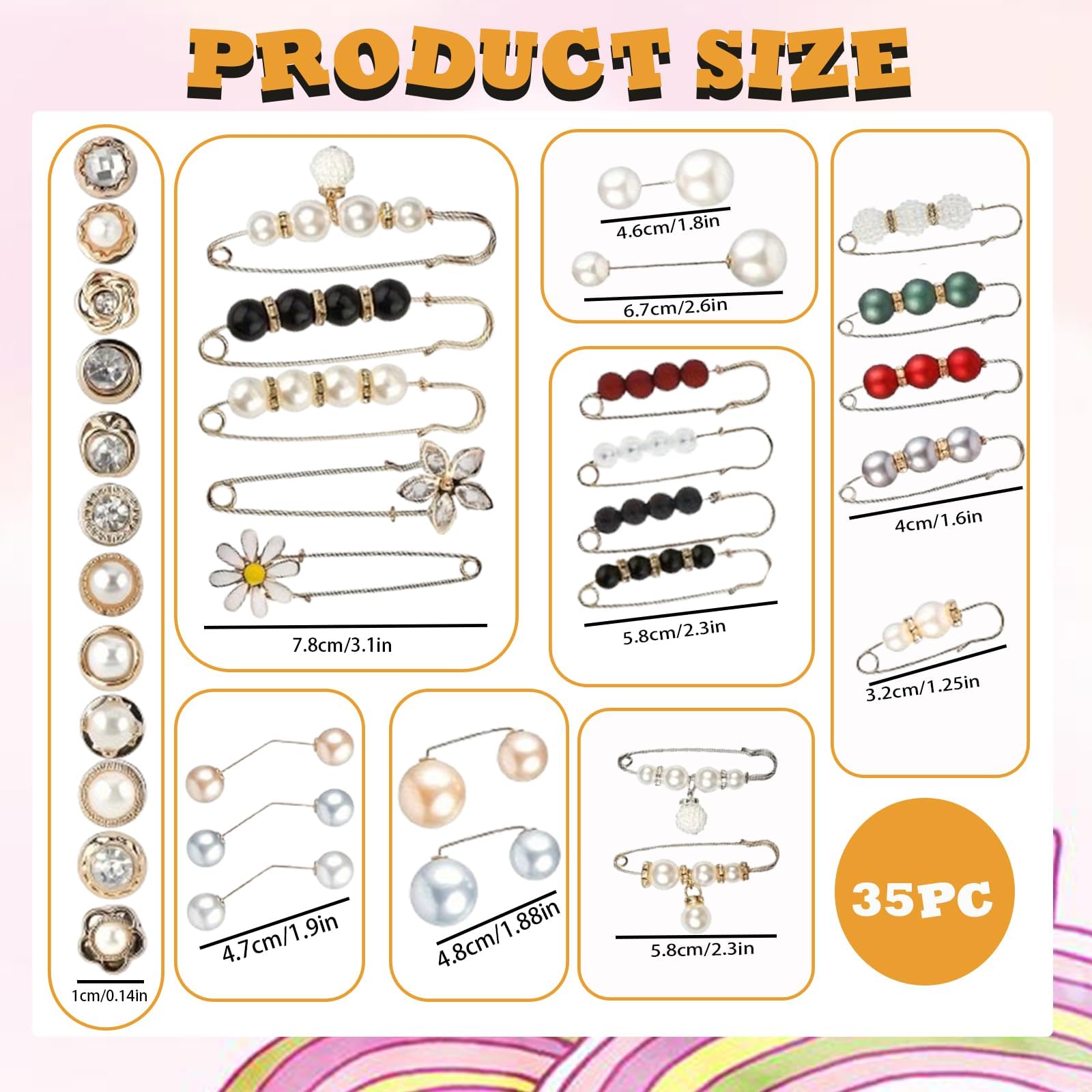 35 Pièces Perle Broche Broche Femme Vetement Decollete Élégante Robes de Mariage Boucle Ceinture Mode Bijoux Cadeau pour Femme Pull Col Châle Cardigan Echarpe Saint Valentin Anniversaires