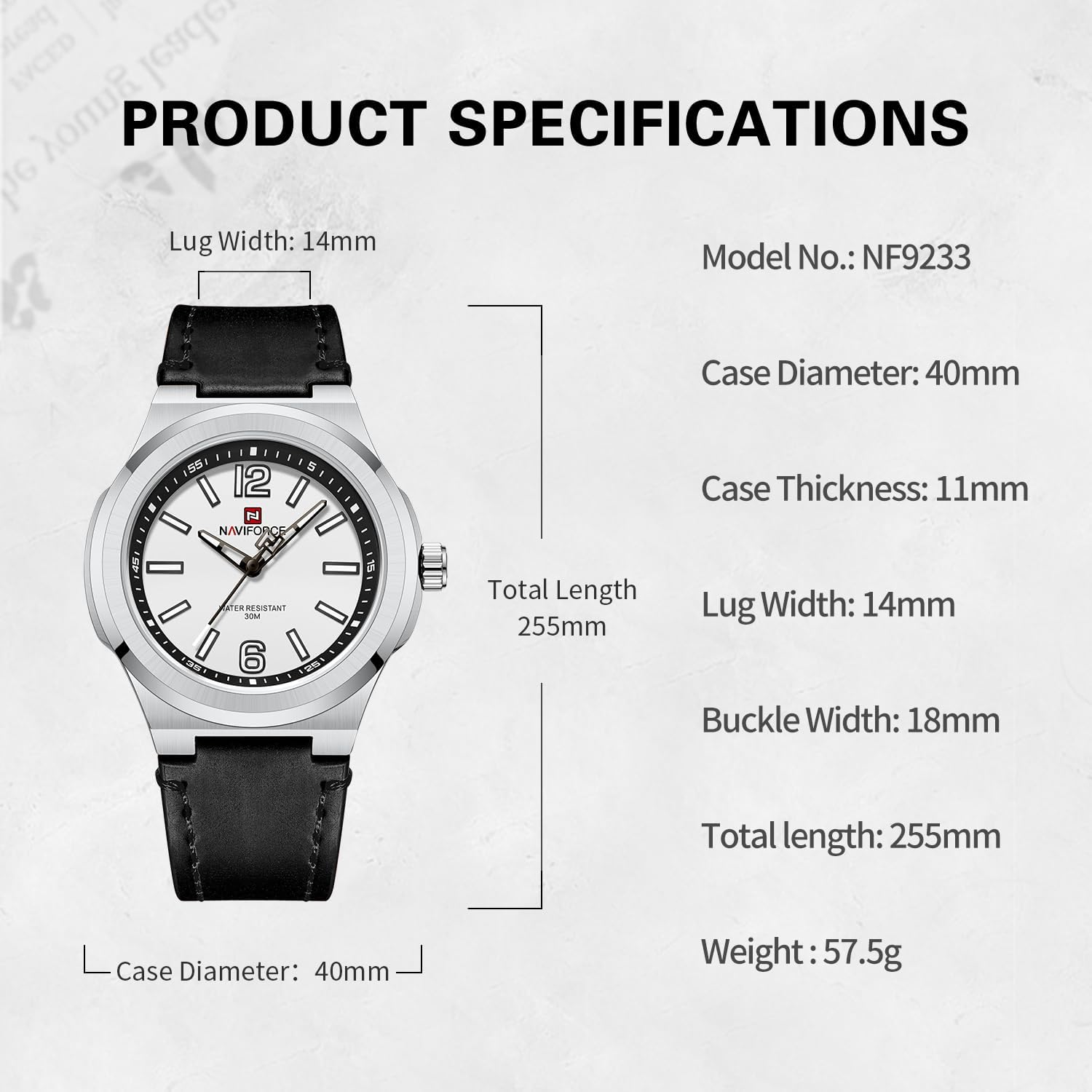 Men's Rugged Leather Strap Watch for Daily, Outdoor & Business, Quartz Movement, 30M Water Resistant, Multiple Color Options