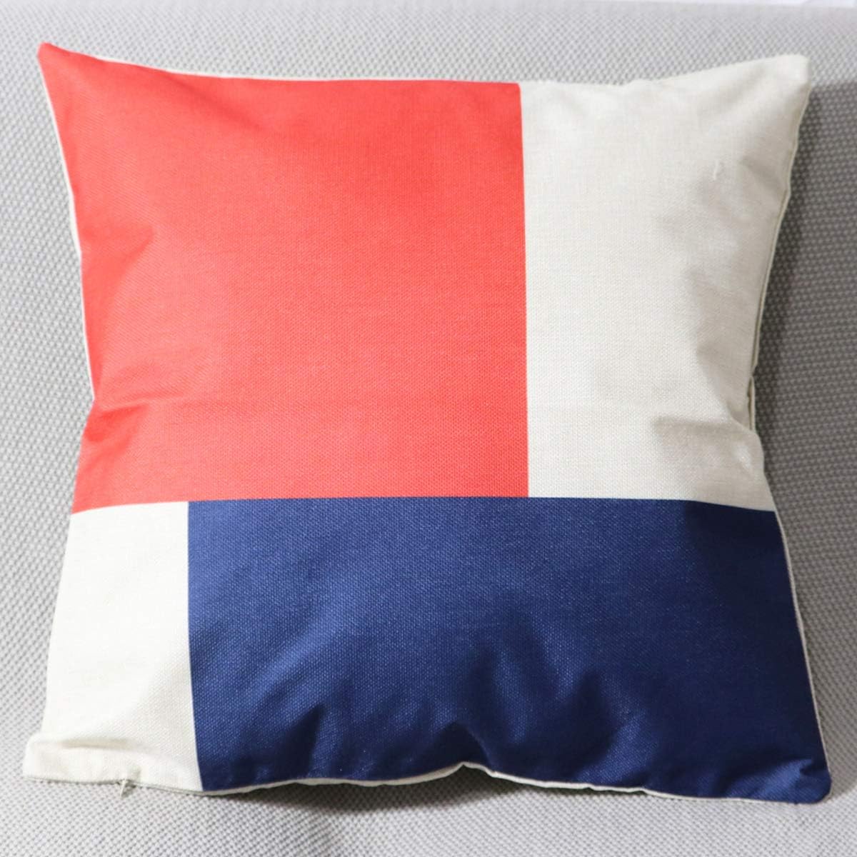 Pack of 4 Modern Geometric Throw Pillow Cover Linen Square Plaid Pillows Cover Cushion Case Outdoor Pilloow Covers for Sofa Living Room and Bed 18x18 Inch (Geometry-3)