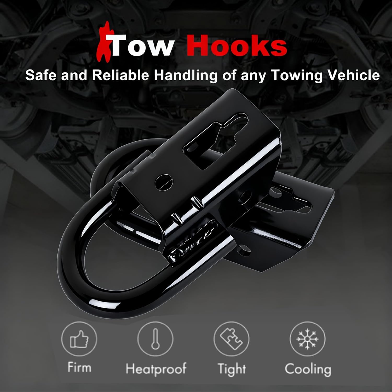Front Bumper Tow Recovery Hooks Compatible with 2009-2021 Ford F-150, 4x4 Off-Road Recovery Kit, Pair of Steel Towing Hooks with Mounting Hardware, Replaces FL3Z-17A954-C