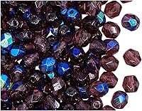 Vista 7 de Cuentas de vidrio facetadas checas, pulidas al fuego, redondas de 0.236 in. Seis colores., Vidrio