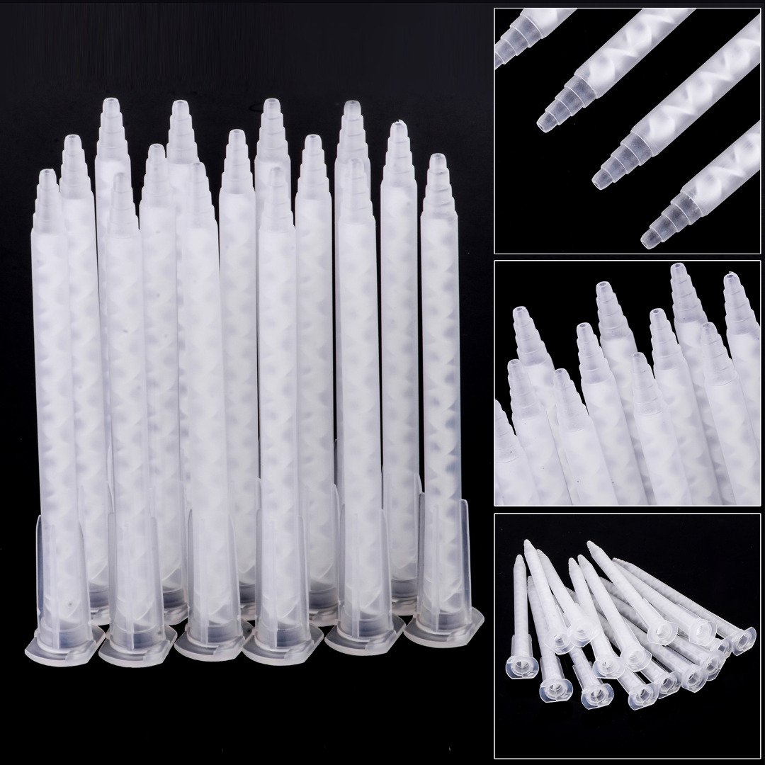 15pcs MA5.4-17S Dual Cartridge Epoxy Nozzle Clear White Static Mixer Plastic Mixing Nozzle for Mixing Glue 103mm 50ML