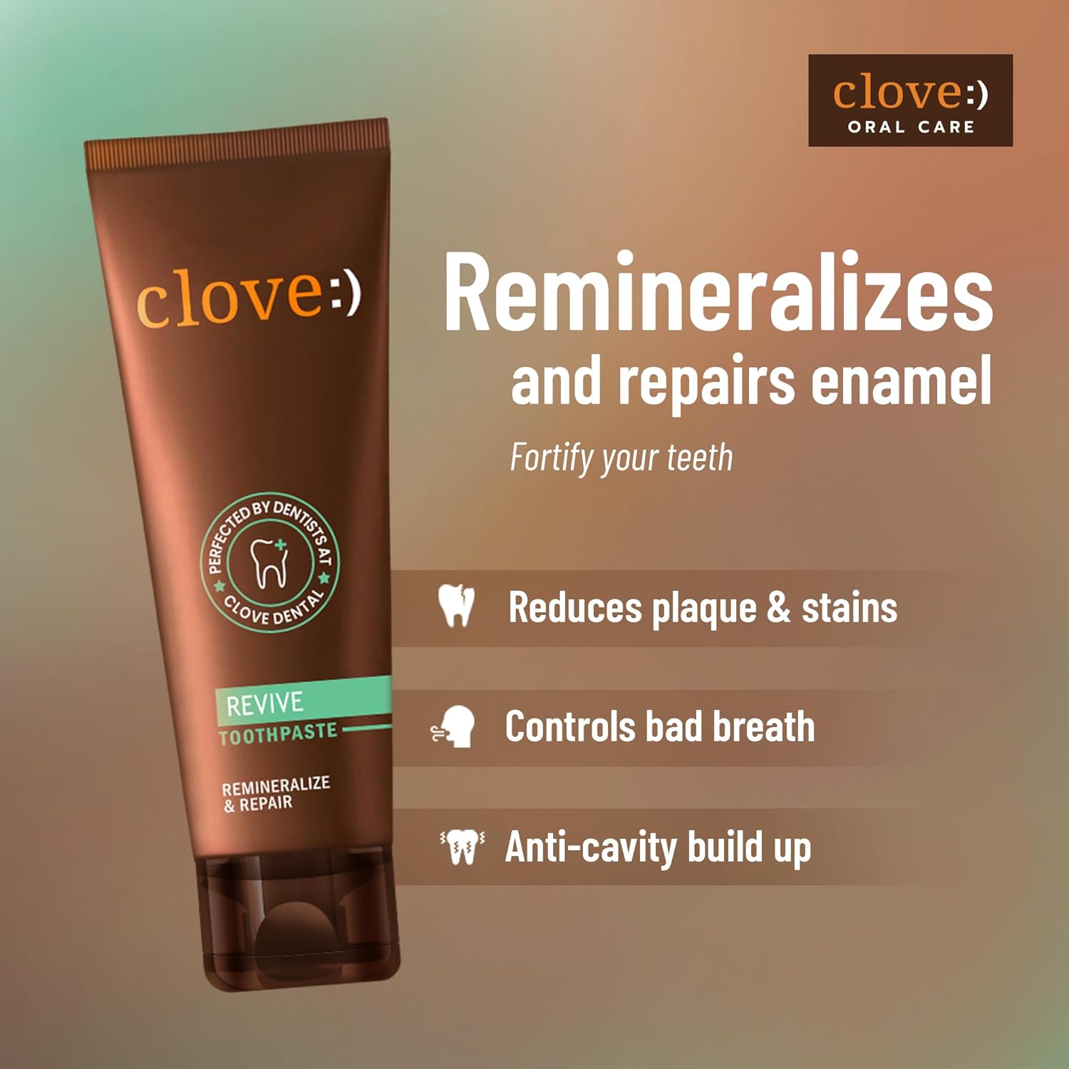 Clove Revive toothpaste | Enamel Repair & Remineralization | Sensitivity Relief | Fight Gum Diseasse | Triclosan Free | Paraben Free | Peroxide free | Pack of 1 (100g) Clove Revive toothpaste | Enamel Repair & Remineralization | Sensitivity Relief | Fight Gum Diseasse | Triclosan Free | Paraben Free | Peroxide free | Pack of 1 (100g)