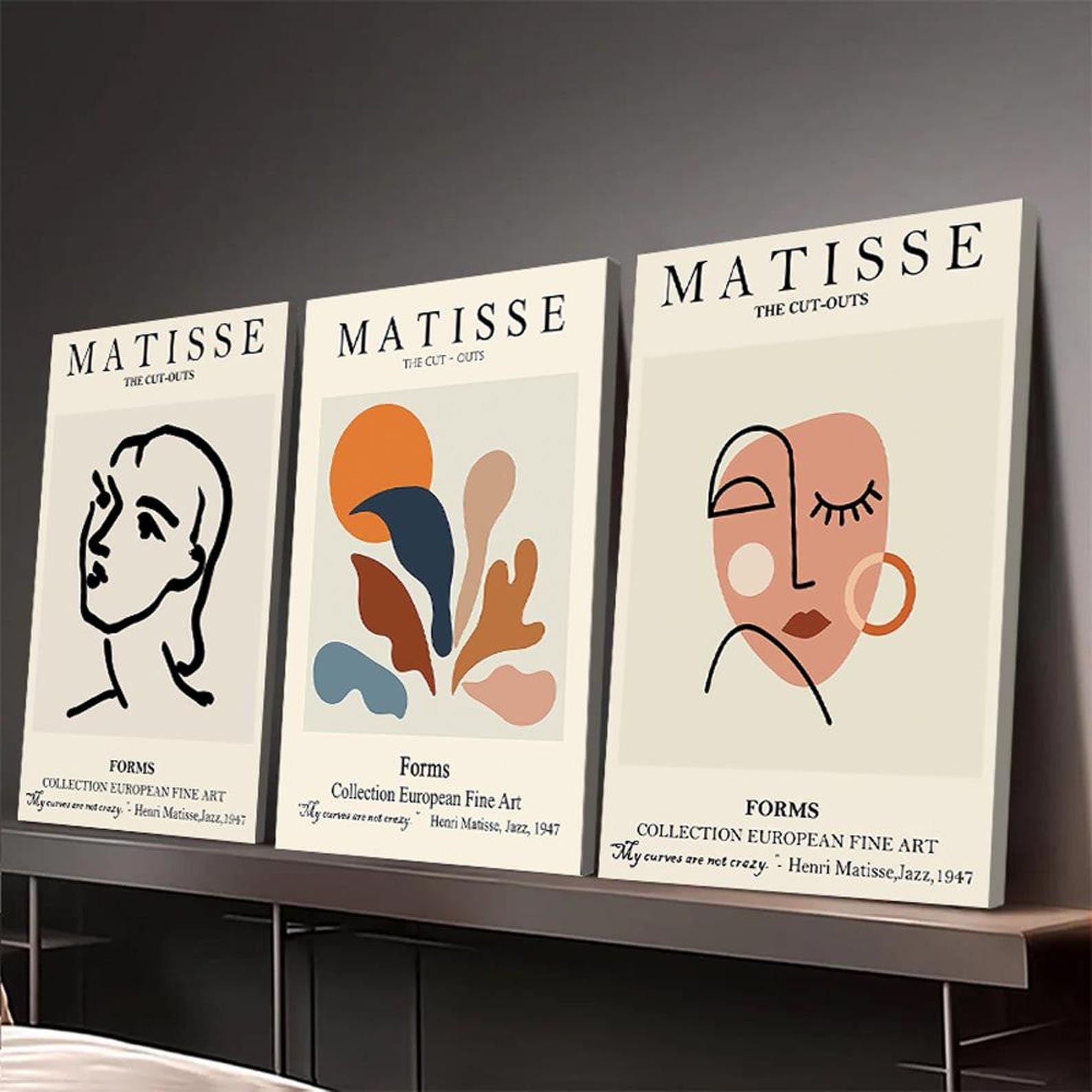 Tableaux abstraits modernes visages CAOXTART triptyque minimaliste zen pour grand mur salon - 8