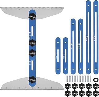 sourcing map Stair Tread Template Tool 9"-54" Adjustable Length Stair Measuring Tool Jig for Stair Treads Suitable for Stairs, Risers and Partition, Blue