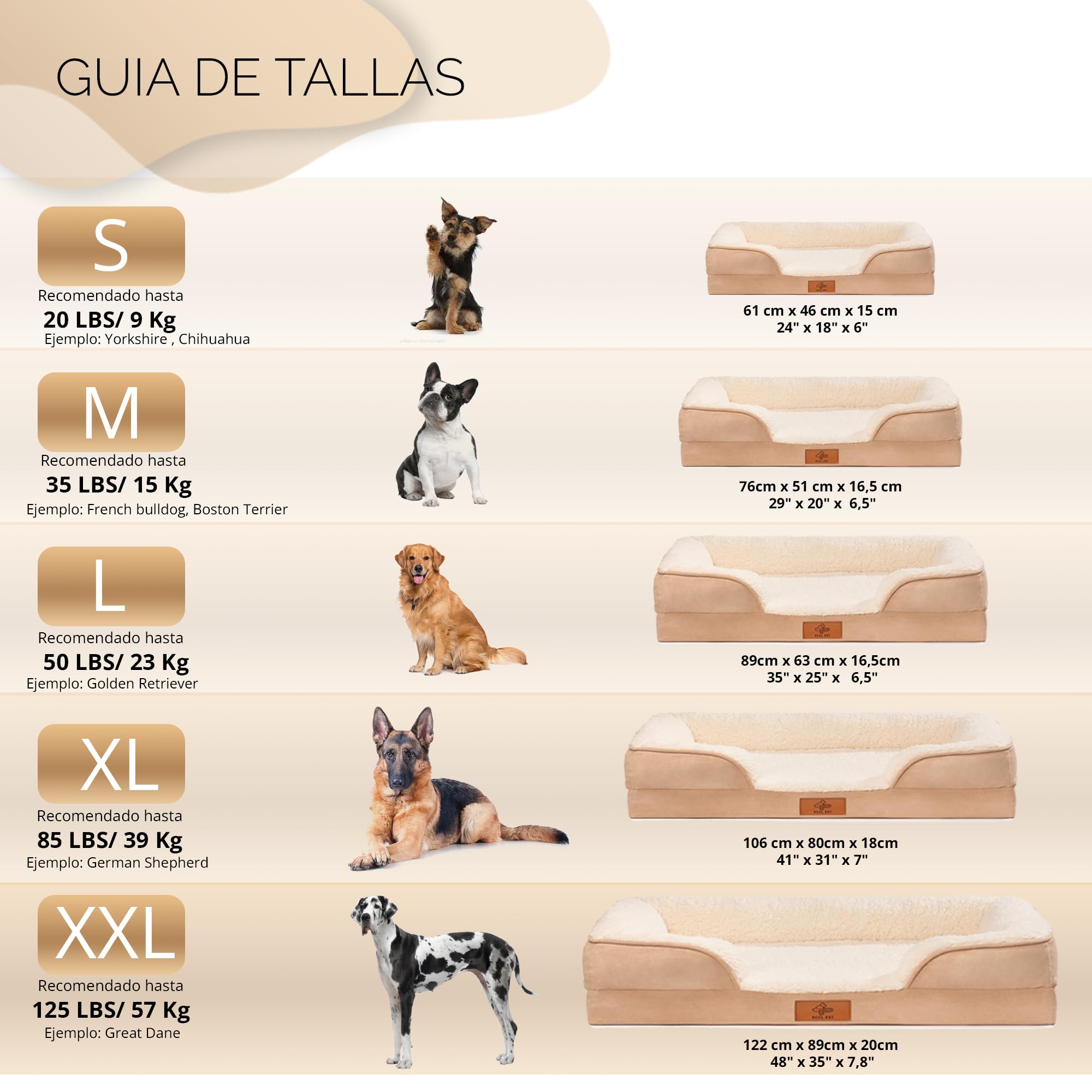 Cama Perro ortopédica antiestrés Lavable Funda Impermeable (Medium)