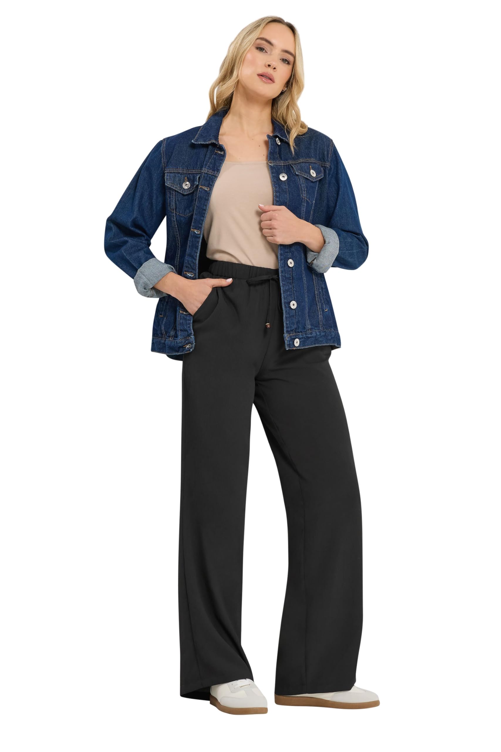 Long Tall Sally - LTS Tall Textured Wide Leg Trousers - Women's Black