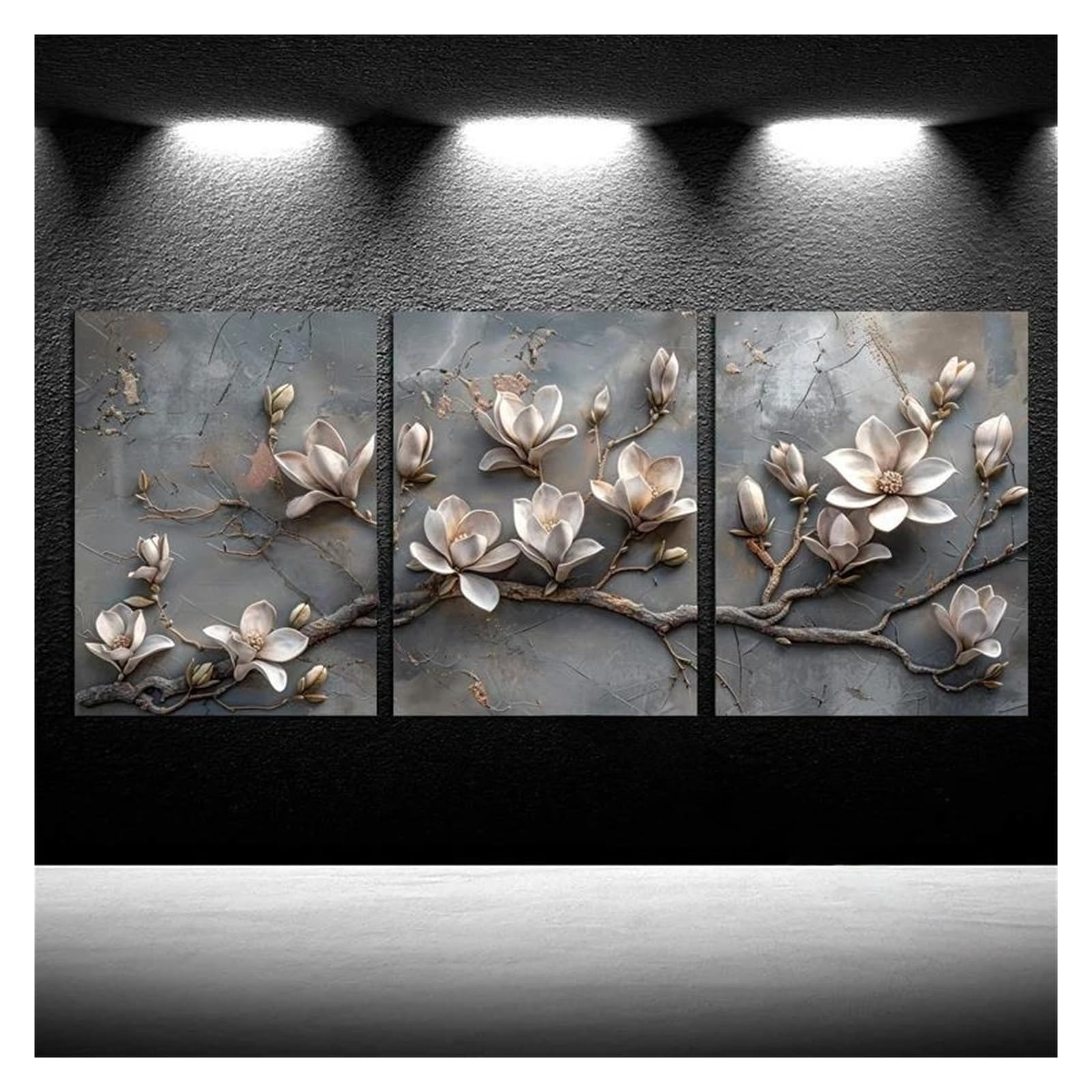 Byambd K Aesthetic Pictures No Frame Poster 3Pcs Magnolia Flowers Canvas Painting Home Decoration,Abstract Blooming Flora Painting(,60X90cm)