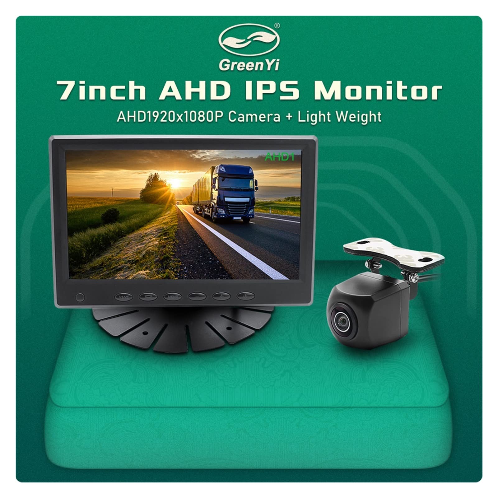 HD 1920 * 1080 7 Pouce IPS Filtrer Ahd Moniteur de stationnement avec AHD 1080P Caméra de Sauvegarde à Vue arrière de la lentille Fisheye pour Voiture Camion Camping-Car (Color : Monitor with Camera