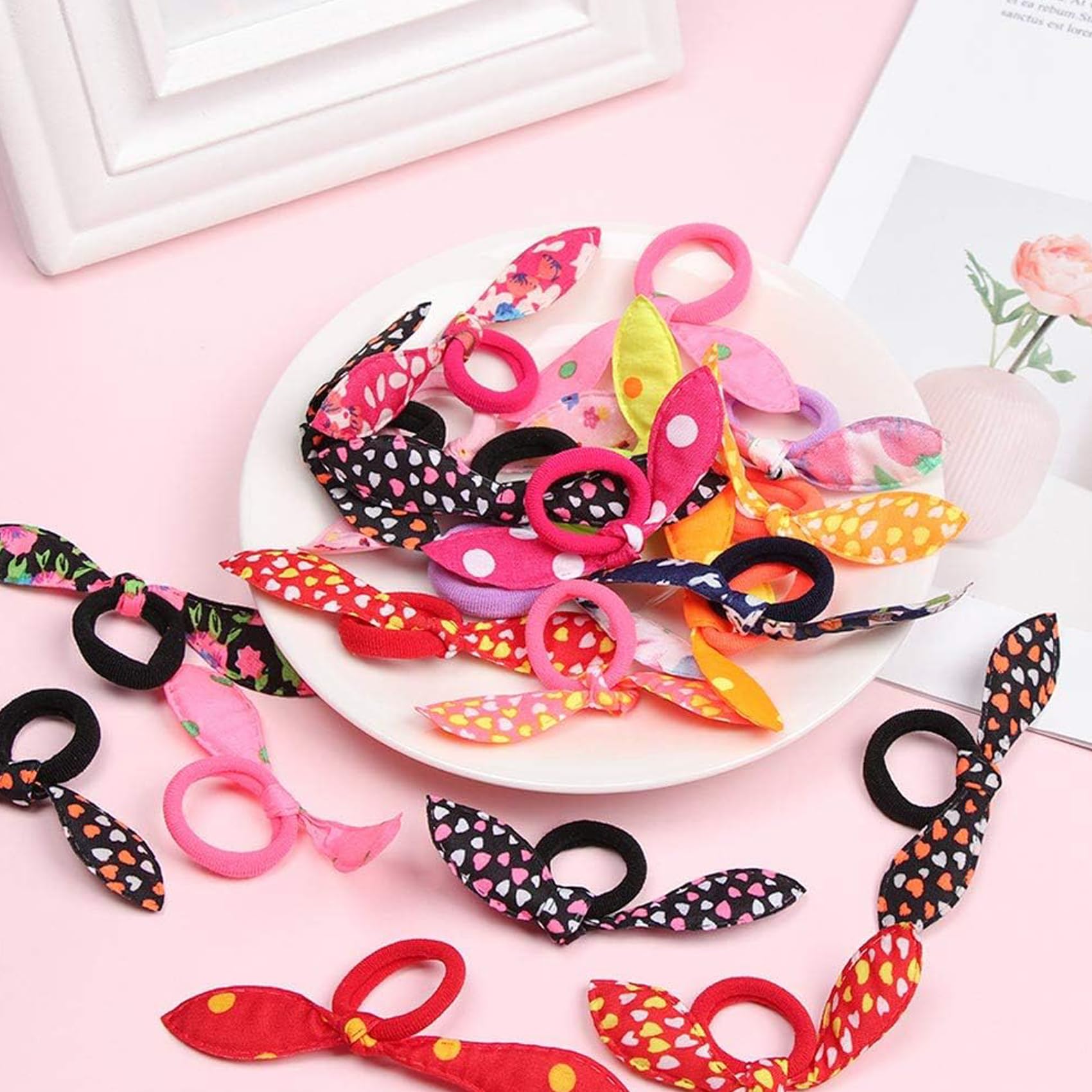 Bandes élastiques pour cheveux, 100 pièces, élastiques pour enfants, oreilles de lapin, bande de cheveux, queue de cheval pour filles et femmes (multicolores)