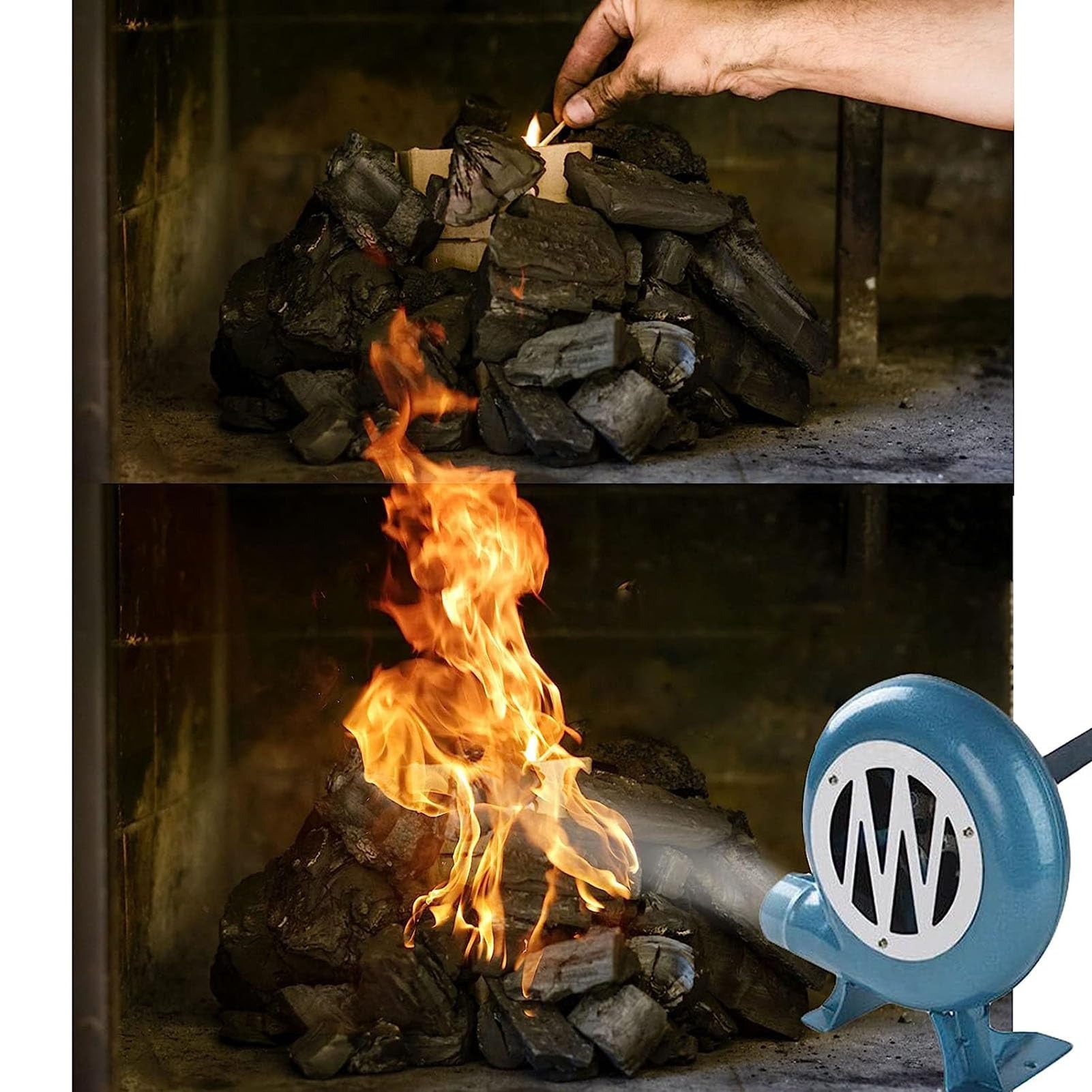 Akcesoria do grilla, ręczna korba Blacksmith Forge Blower - Iron Gear Popcorn Fan Manual Fan, ręczny wentylator do grilla na zewnątrz, przenośny ręczny miech z korbą, zap