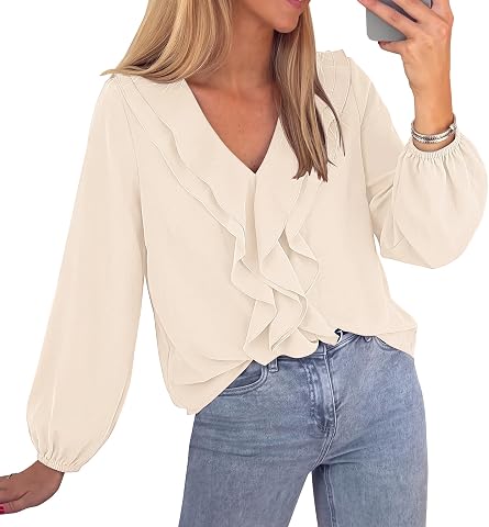 BTFBM Womens Fall Tops Ruffle Blouses Dressy Casual