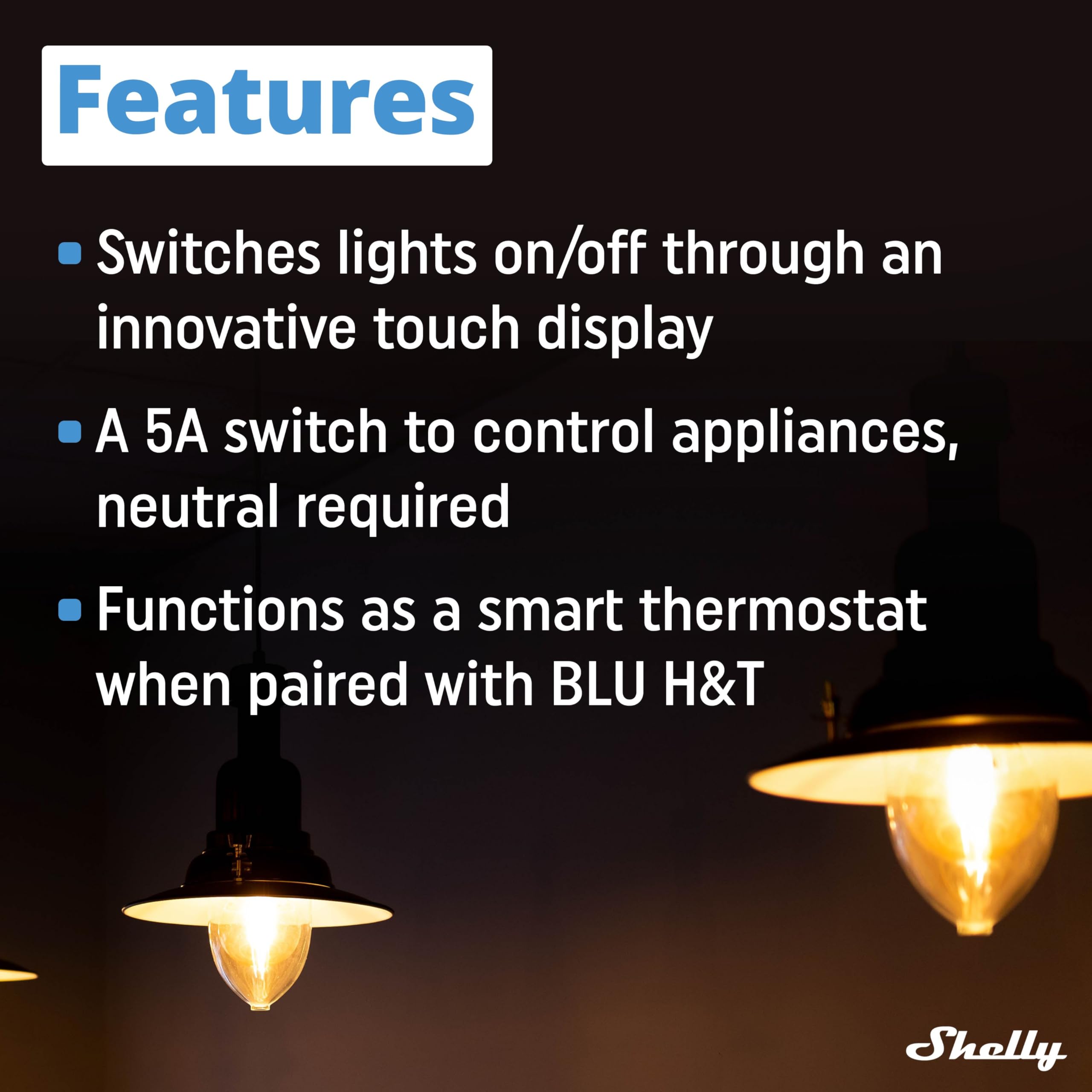 Shelly Wall Display White + Blu H&T Ivory (Bundle), Wi-Fi Smart Home Control Panel, Thermostat, Integrated 5A Relay - Image 4