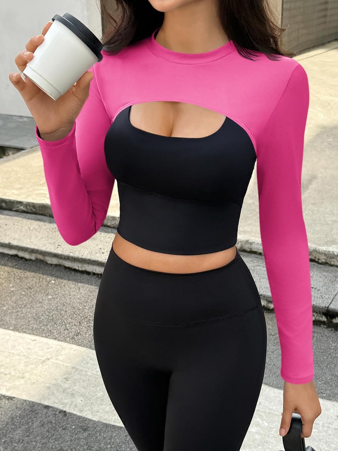 Yousify Womens Long Sleeve Crop Tops Bolero Open Front Workout Gym Yoga Cropped Shirt Sports Shrug - Image 4