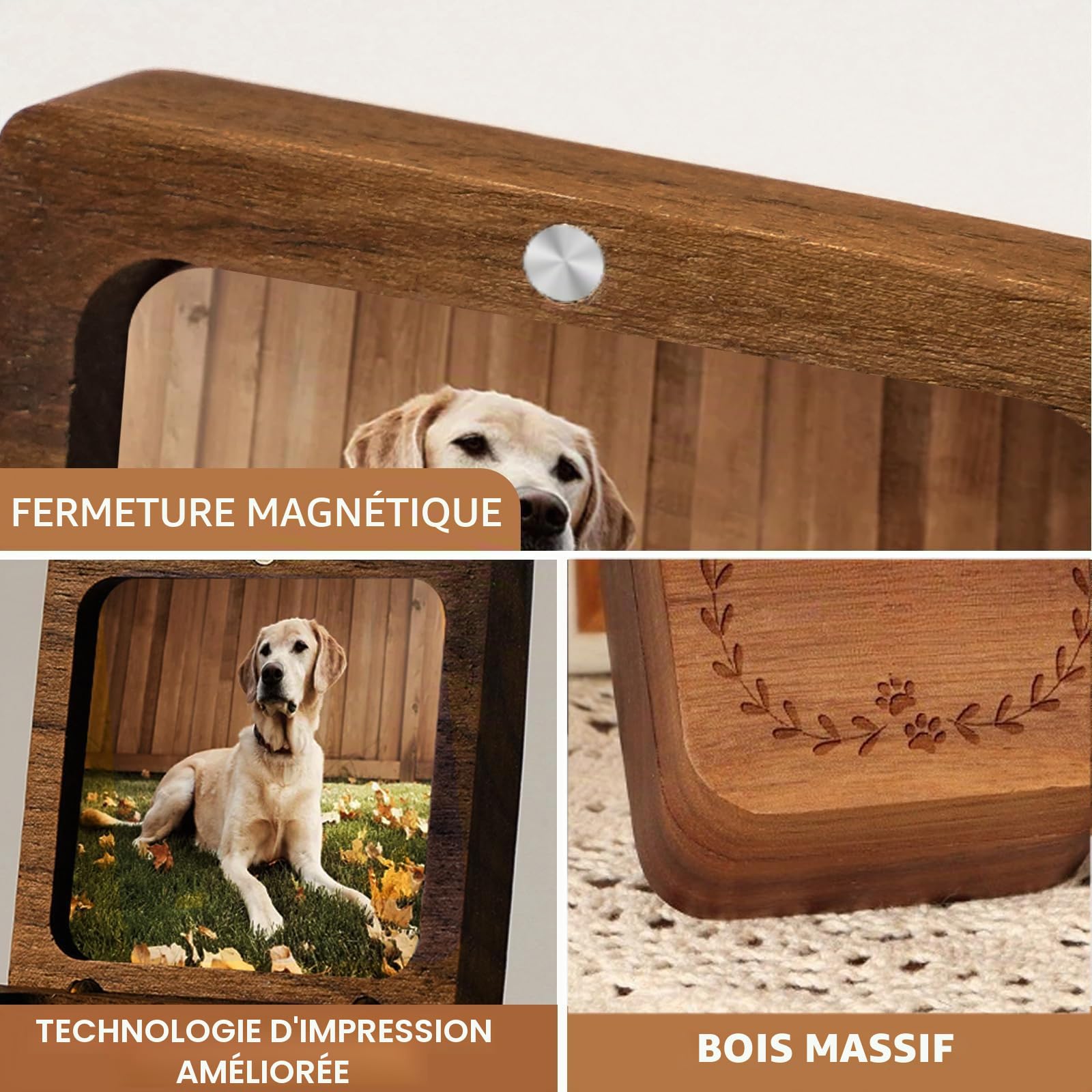 Boîte souvenir personnalisée pour poils d'animaux domestiques, boîte à dents de chien/chat, souvenir pour animal domestique, bouteille en verre avec fermeture magnétique photo, cadeau de condoléances