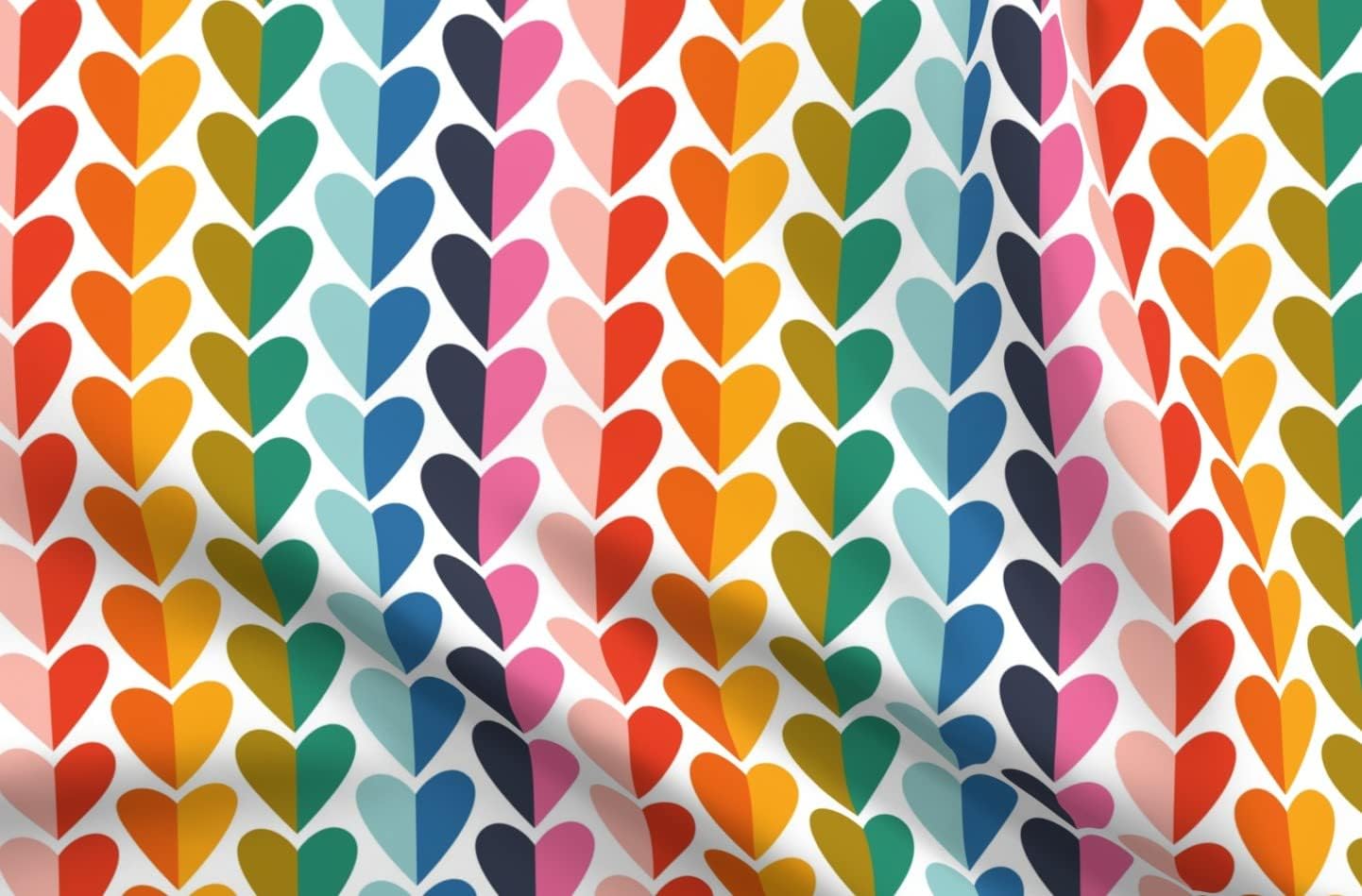 Spoonflower Fabric - Rainbow Hearts Heart Stripe Pride Lgbtqia Valentines Day Printed on Petal Signature Cotton Fabric by The Yard - Sewing Quilting Apparel Crafts Decor