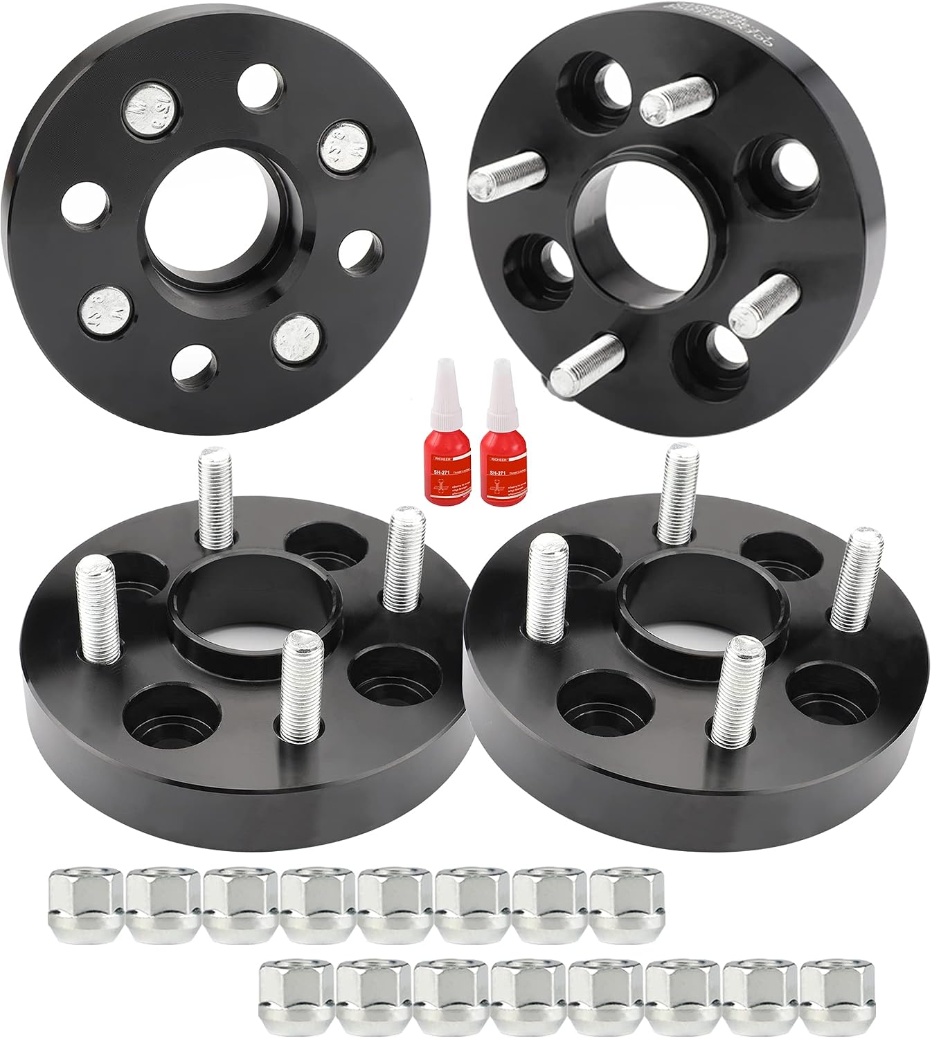 Richeer 4x100 Hubcentric Wheel Spacers for Civic CRX Accord Fit Insight Mirage Integra Prelude Mini Cooper, 4PCS 1 inch 4x100mm Wheel Spacers with 12x1.5 Studs & 56.1mm Center Bore