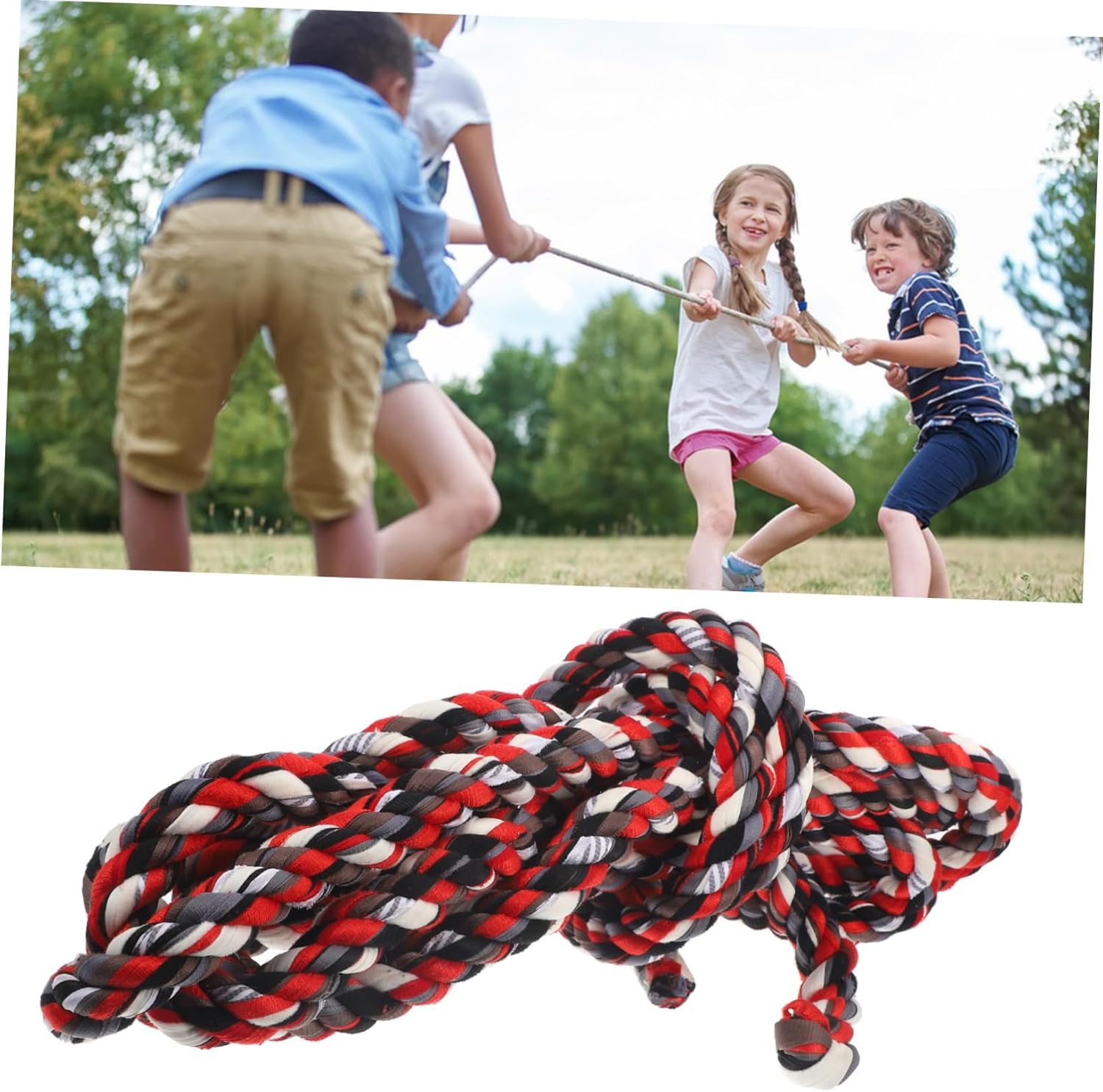 NUOBESTY 30mm Twisted Tug of War Rope for Competitions Heavy Duty Cloth Cord for Outdoor Games 5m Long for Schools and Sports Events Random Color