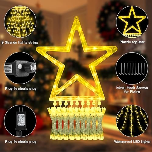 Miniatura 4 de XUNXMAS Guirnalda de luces de Navidad para decoración al aire libre, 317 luces LED de hadas, 8 modos y resistente al agua para fiestas, bodas,