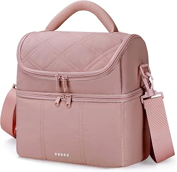 Insulated Lunch Bags for Women, Quilted Lunch Box, Lightweight Puffy Padded Waterproof Lunch Tote, Reusable Lunch Cooler bag for Work Picnic Travel