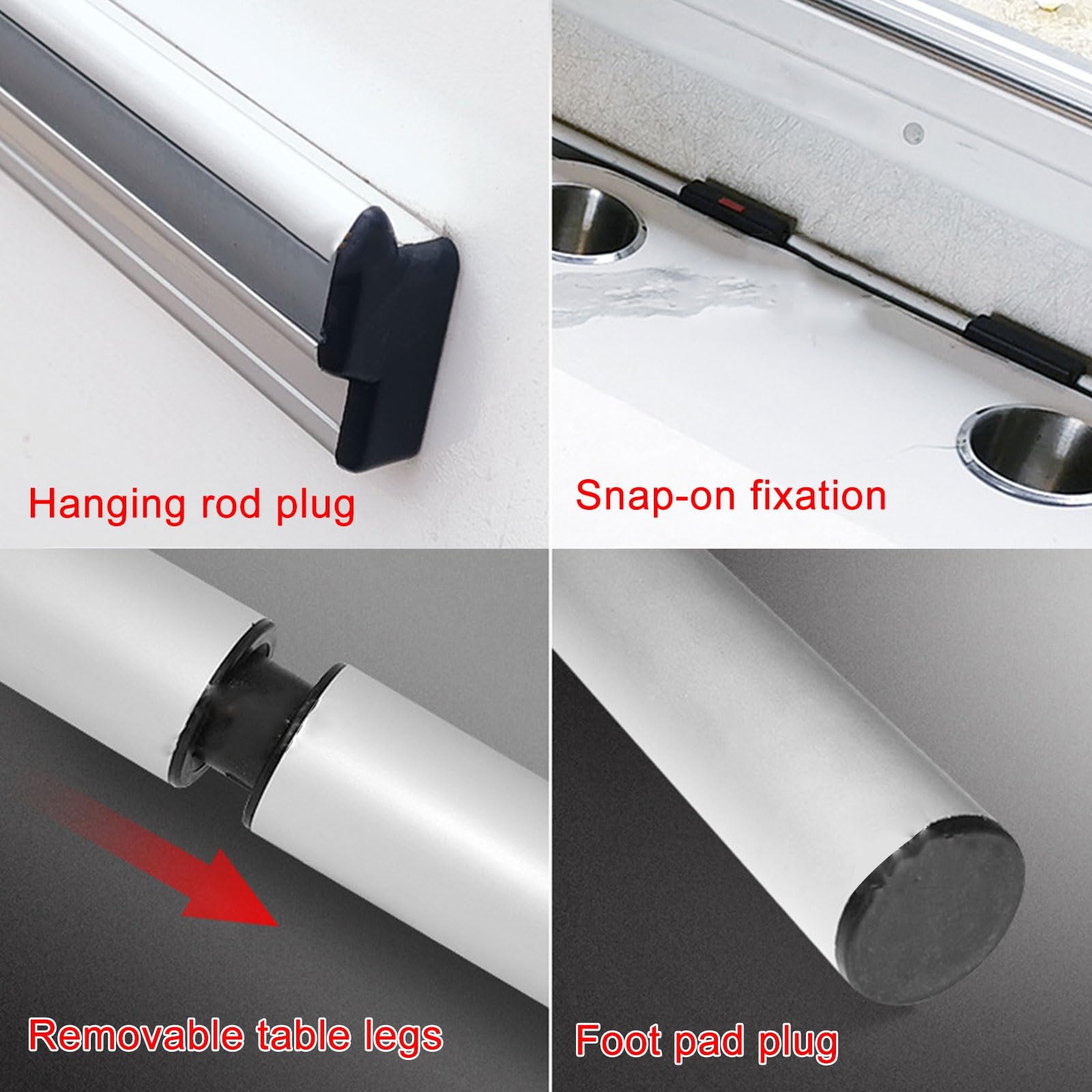 Mesa Plegable para Caravana, Mesas Giratorias de 360 ​​Grados para El Interior de Una Caravana, Accesorios Extraíbles para Caravana, Pontón(White)