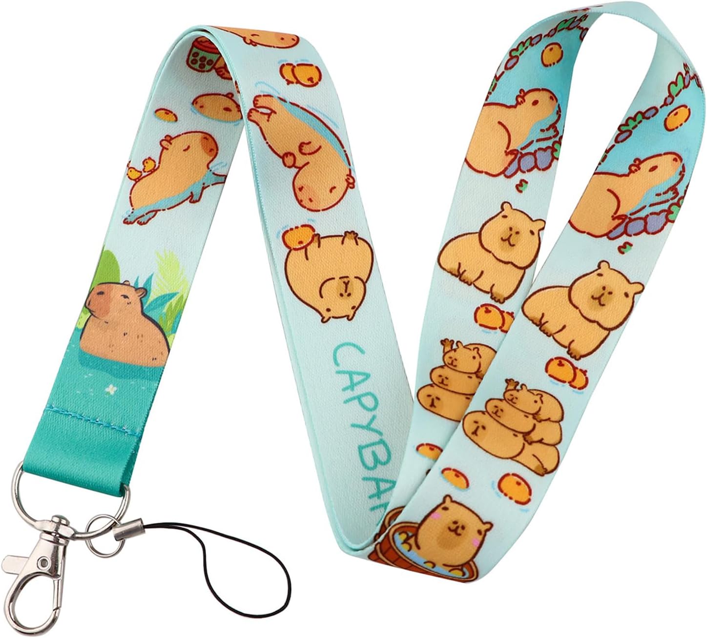 Cute Capybara Style Phone Lanyard TV Show ID Badge Key Chain Holder Keychain Clip Set of 2 (Capybara) - Image 3