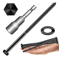 Vista 13 de Mywish (8 juegos) pernos de retraso de cabeza hexagonal de 1/2 x 3 pulgadas, tornillos de retraso resistentes con arandelas, pernos de acero