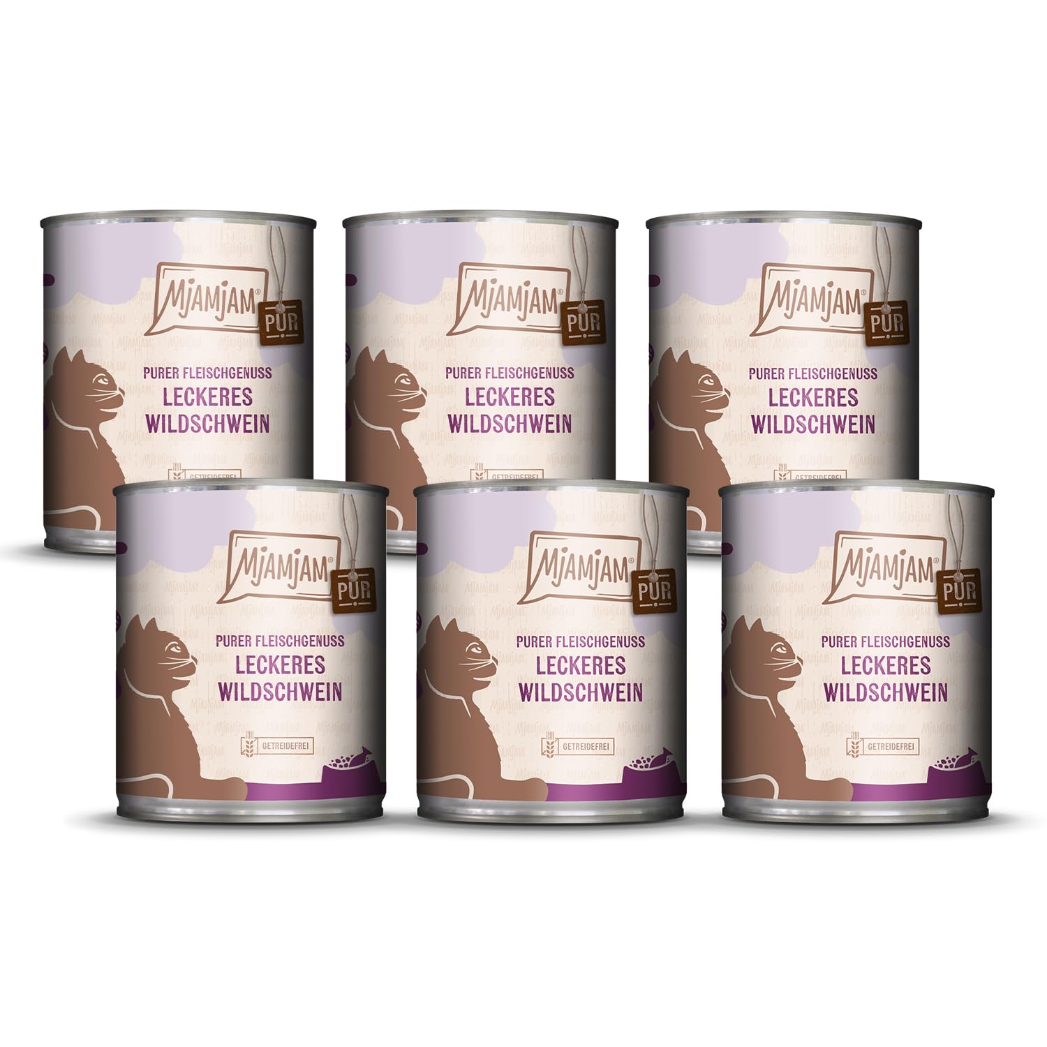 MjAMjAM - Premium wet food for cats - Pure meat enjoyment - delicious pure wild boar, 6 pack (6x800g), grain-free