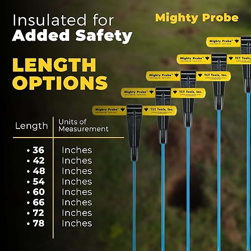 Miniatura 5 de T&T Tools Mighty Probe - Sonda de suelo de metal aislada, 48 pulgadas de largo, con varilla redonda de metal de 38 pulgadas, paquete de dos  varilla