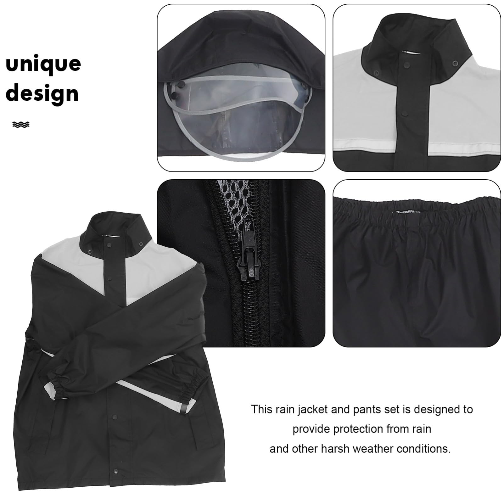 OUNONA Pluie Moto Homme Veste Pantalon Imperméable Équipement Pluie Moto pour Hommes Combinaison