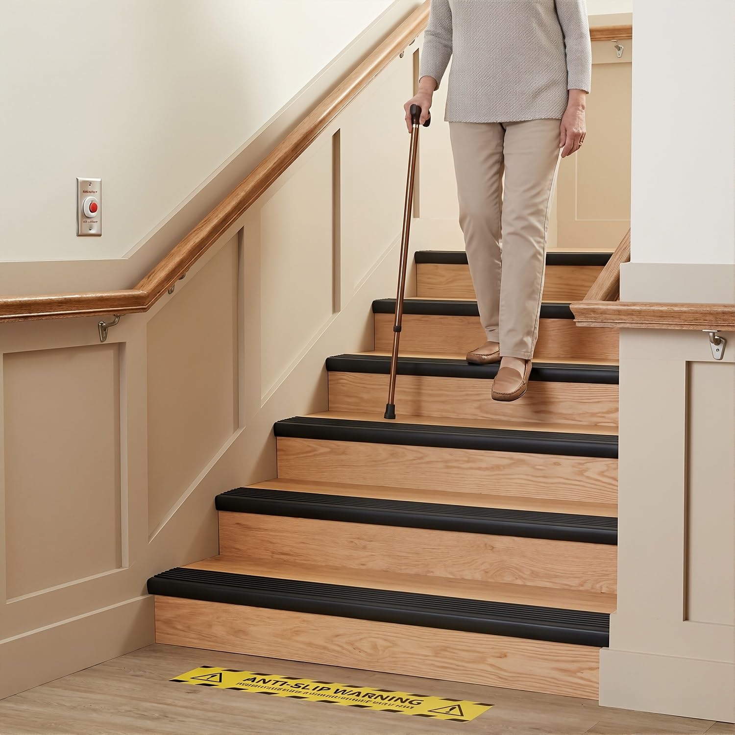 3 m de goma autoadhesivo para pelar y pegar pelar y pegar peldaños de vinilo antideslizante negro flexible para seguridad en interiores y exteriores (4 x 2 cm)