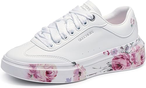Skechers Court Classics Women's,Cordova Classic-Painted Flora,WHT,7.5 M US