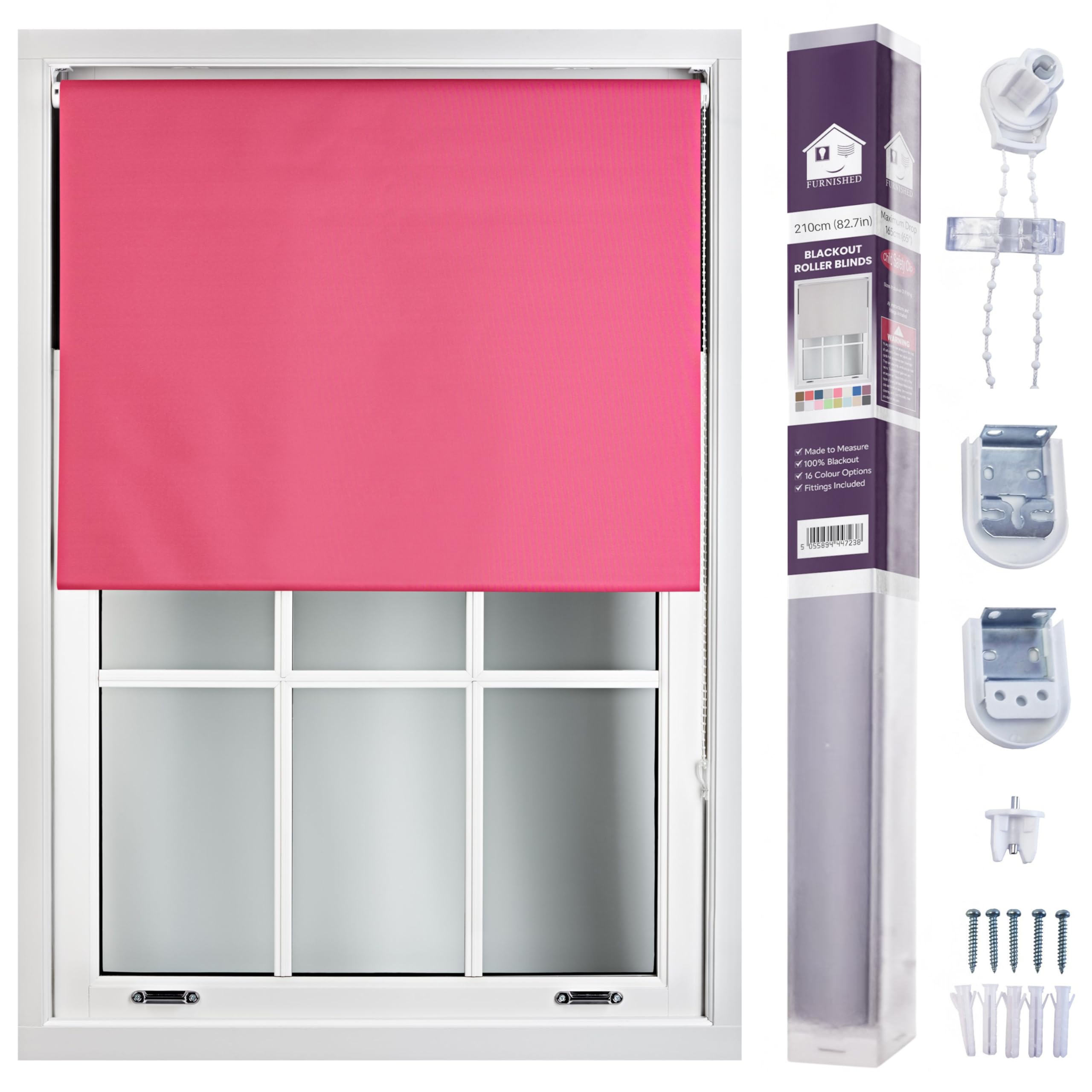 Furnished Made To Measure Blackout Roller BlindsFuchsia Pink Roller Blind For Windows And Doors (W)210Cm (L)165Cm from B&Q