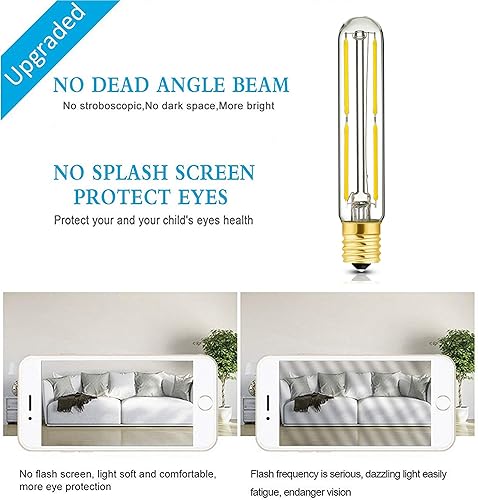 Miniatura 4 de Bombilla de filamento tubular E17 LED T6.5, bombillas LED regulables de 4 W, 500 lm, luz diurna de 4000 K, equivalente a bombilla incandescente de