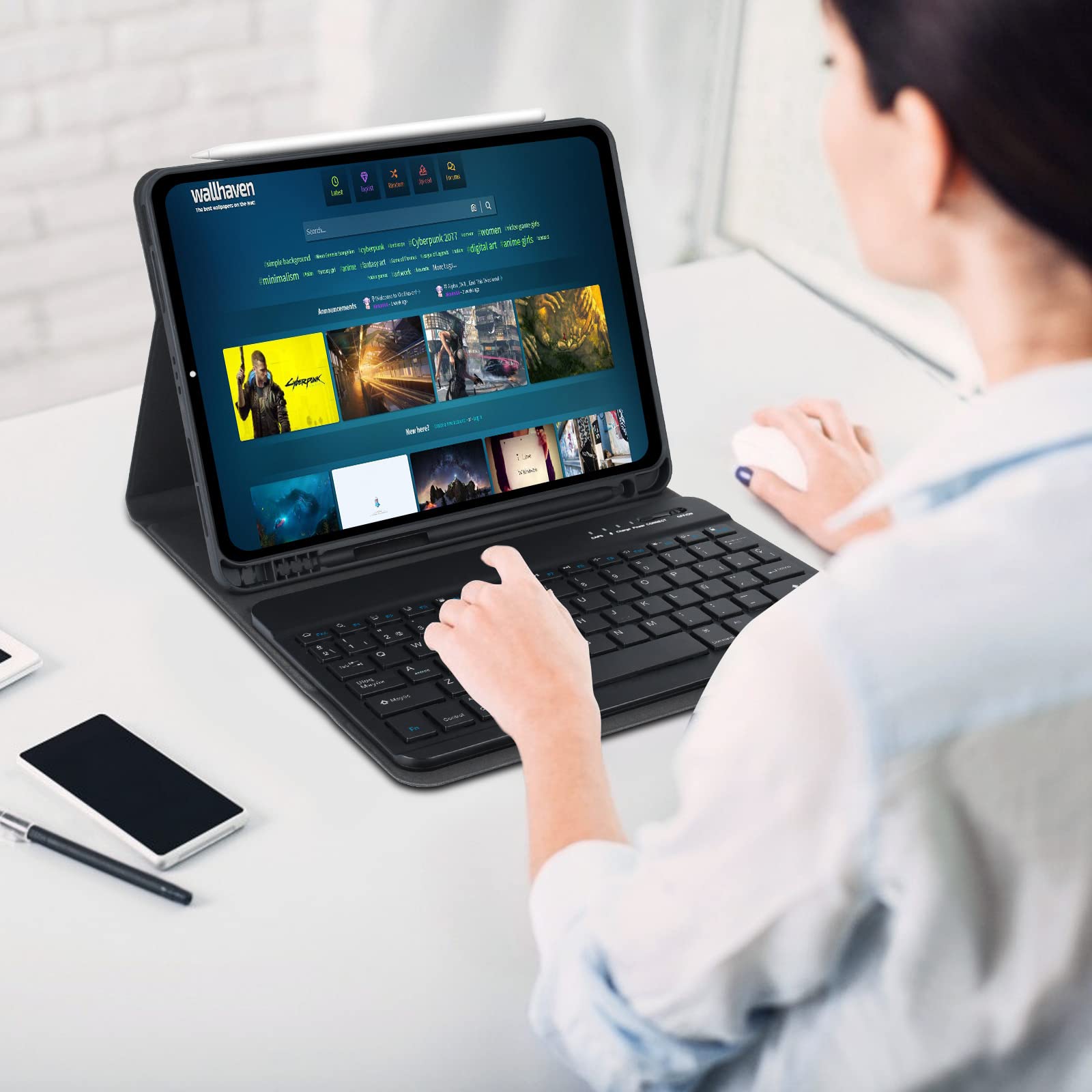 CC Store Teclado iPad Air 11(M2,2024/M3,2025), Funda Teclado para iPad Pro 11 4/3/2/1 Gen, iPad Air 5/4 Gen, Español Ñ, Keyboard Inalámbrico Bluetooth Desmontable y Fundas con Soporte de Lápiz