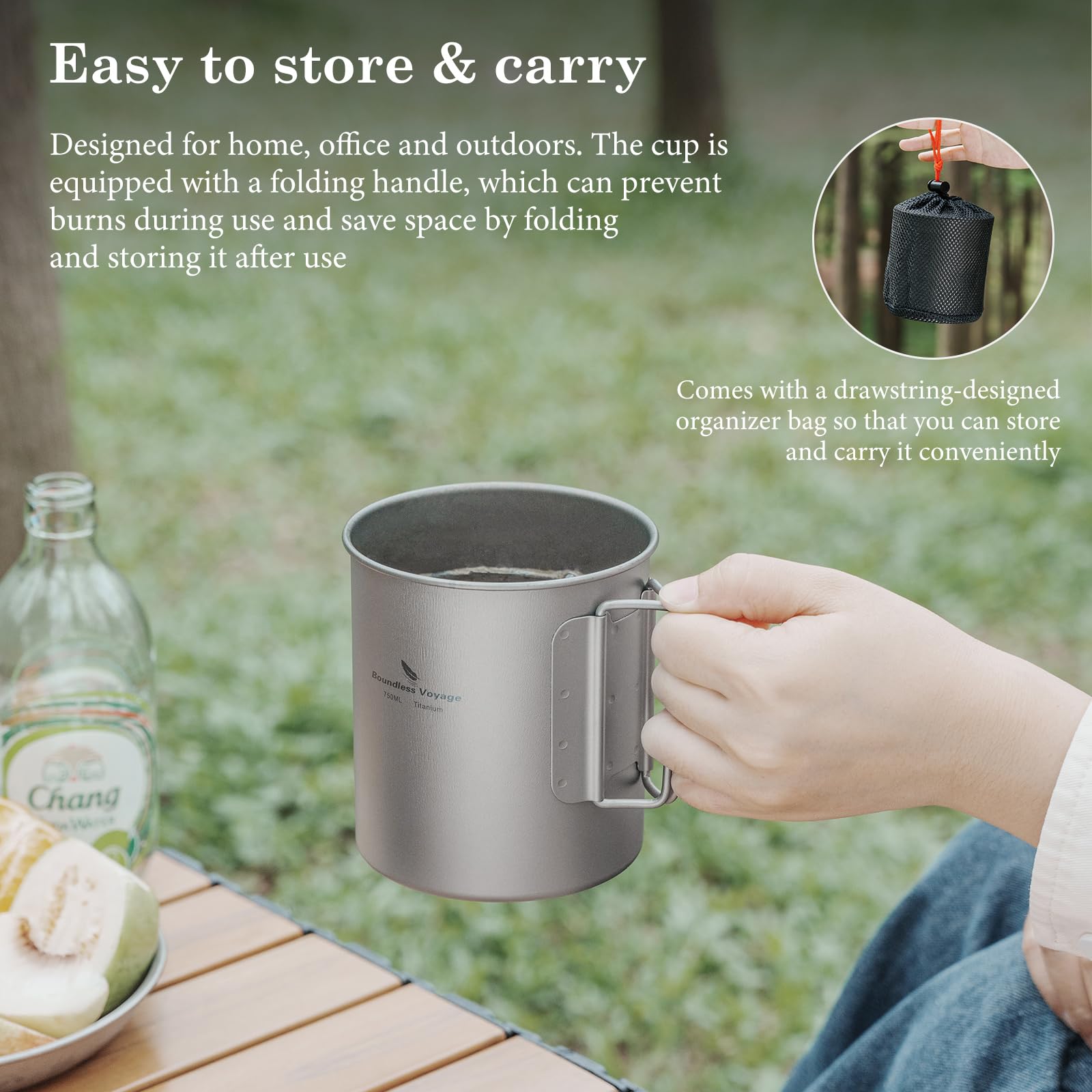 Tasse De Camping IceFlame En Titane - Légère, Durable, Pliable Et Colo