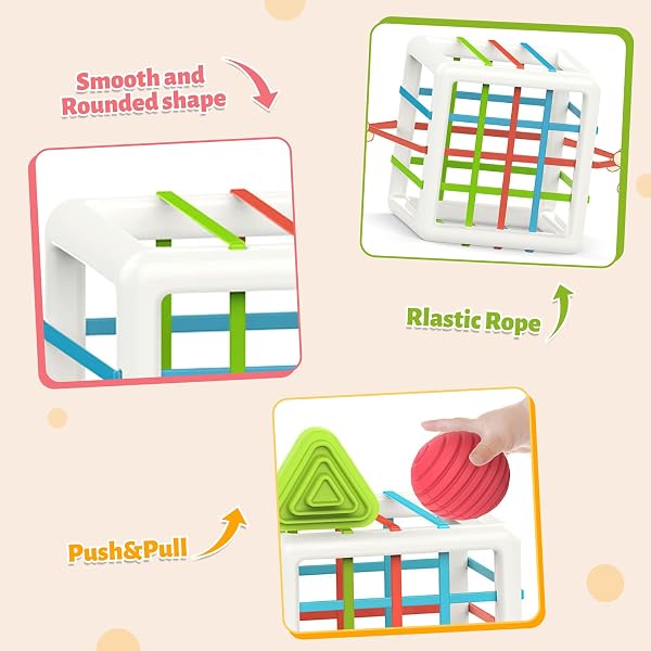 MINGKIDS Montessori Toys for 1 Year Old, 6 Pc Multi Sensory Shape, Toddler Developmental Learning Birthday Gifts, Baby Toys 12 Month - 3