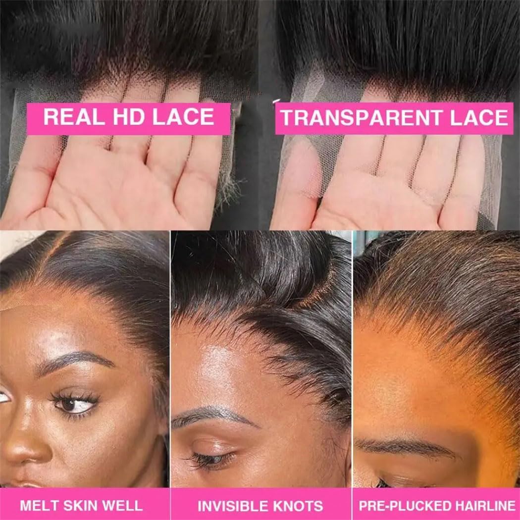Women's 200 High Density 13X6 HD Lace Front Wig 13X4 Pre-Plucked Bone Straight Human Hair Lace Frontal Wigs