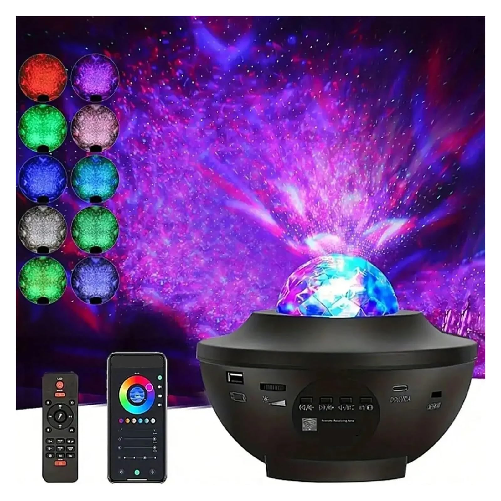 Projektor Nocny LED Starry Galaxy Prezent Dla Dzieci USB Bluetooth Odtwarzacz Muzyczny Star NightLight Kolorowy Nocna Lampka Projekcja W Wysokiej RozdzielczośCi