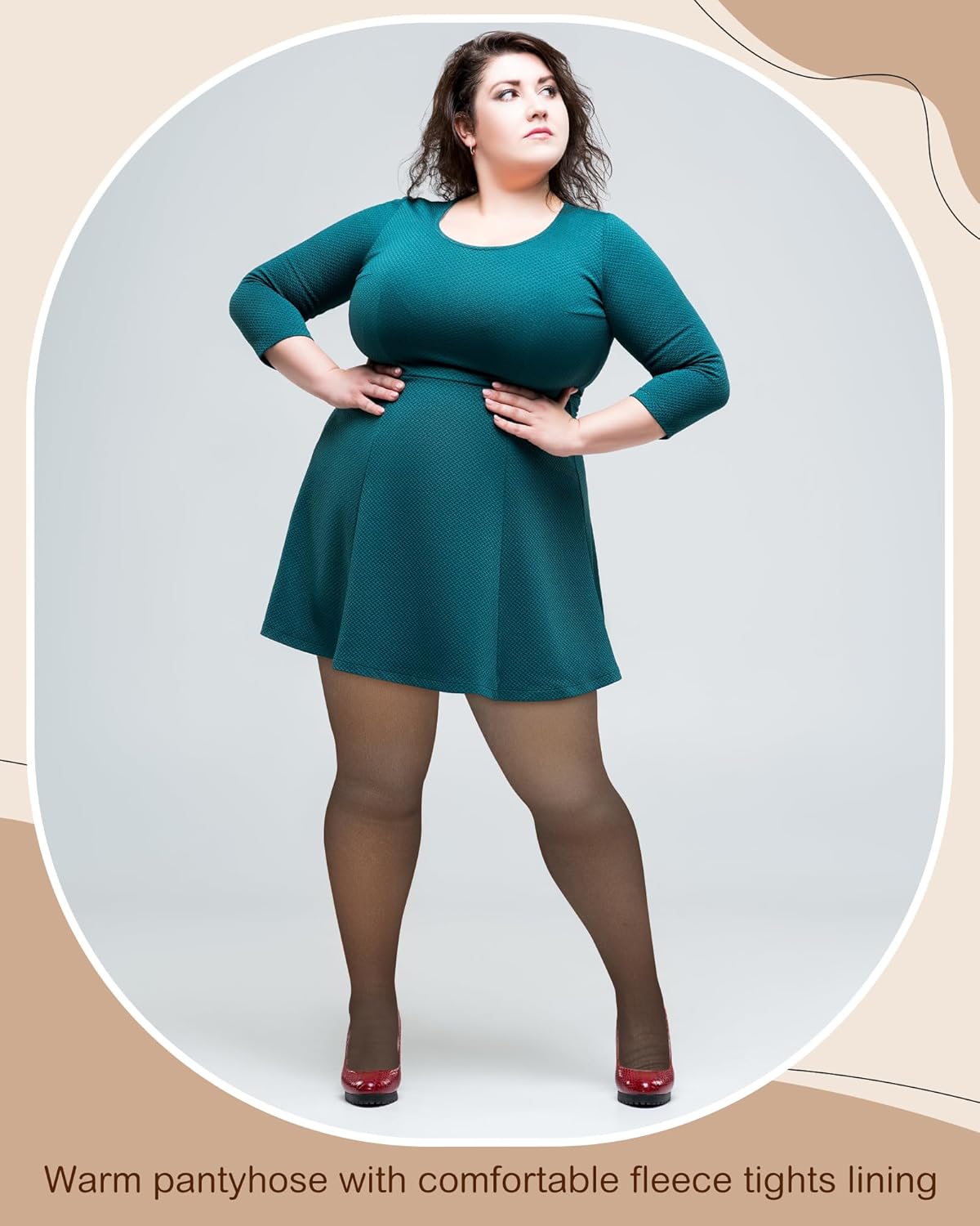 Foaincore 4ペア プラスサイズ フリース裏地タイツ レディース フリース裏地 レギンス 半透明冬用薄手タイツ 暖かいパンテ