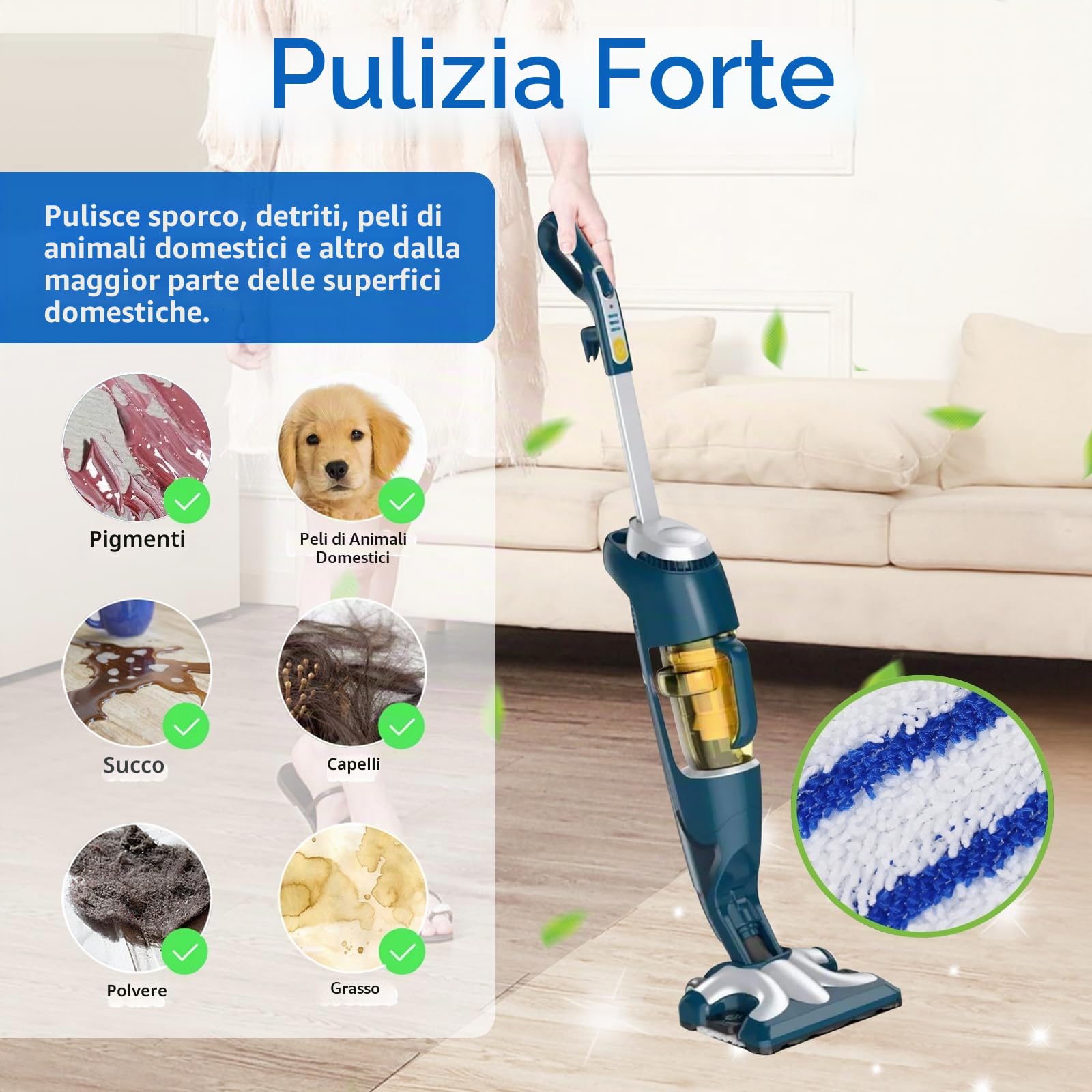 6 Pezzi Panni in Microfibra ZR850002 ricambio per Rowenta Clean & Steam ZR850002 ZR005801 ZR005804 Panni lavabili per Rowenta RY7xxx RY8xxx