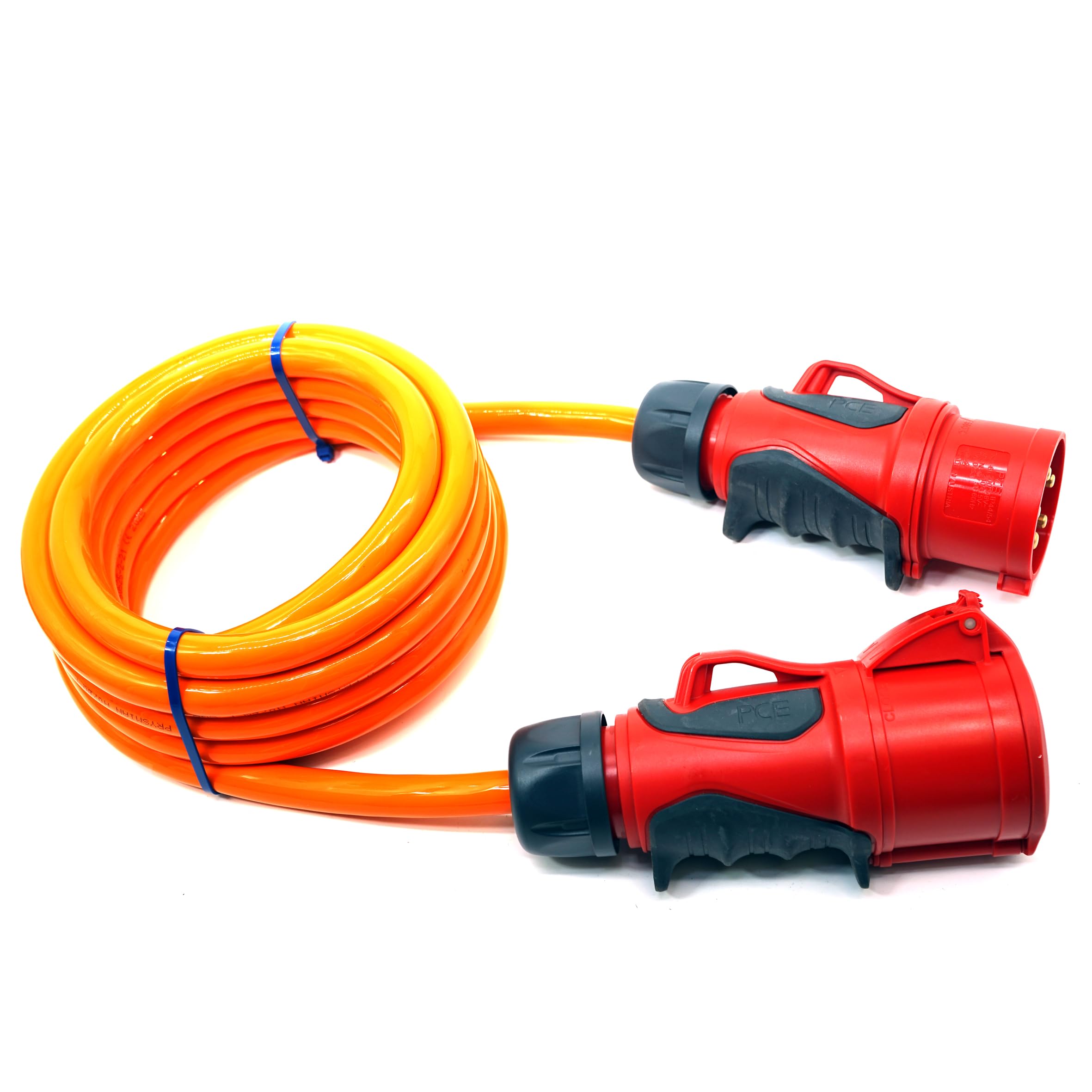Event-Kabel & more CEE Starkstrom Verlängerungskabel – PUR orange H07BQ-F 5×4 mm² – 32A 400V – PCE Grip Stecker & Kupplung – Business-Line Made in Germany (Längen: 1,5m-50m) (10 Meter)